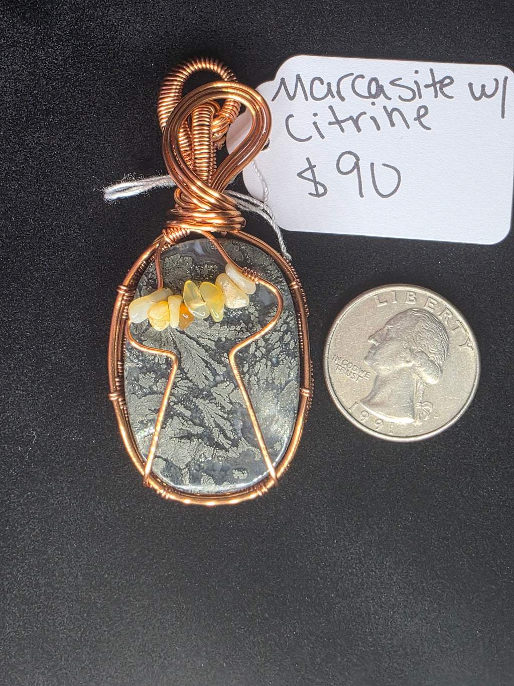 Marcasite & Citrine UFO Pendant