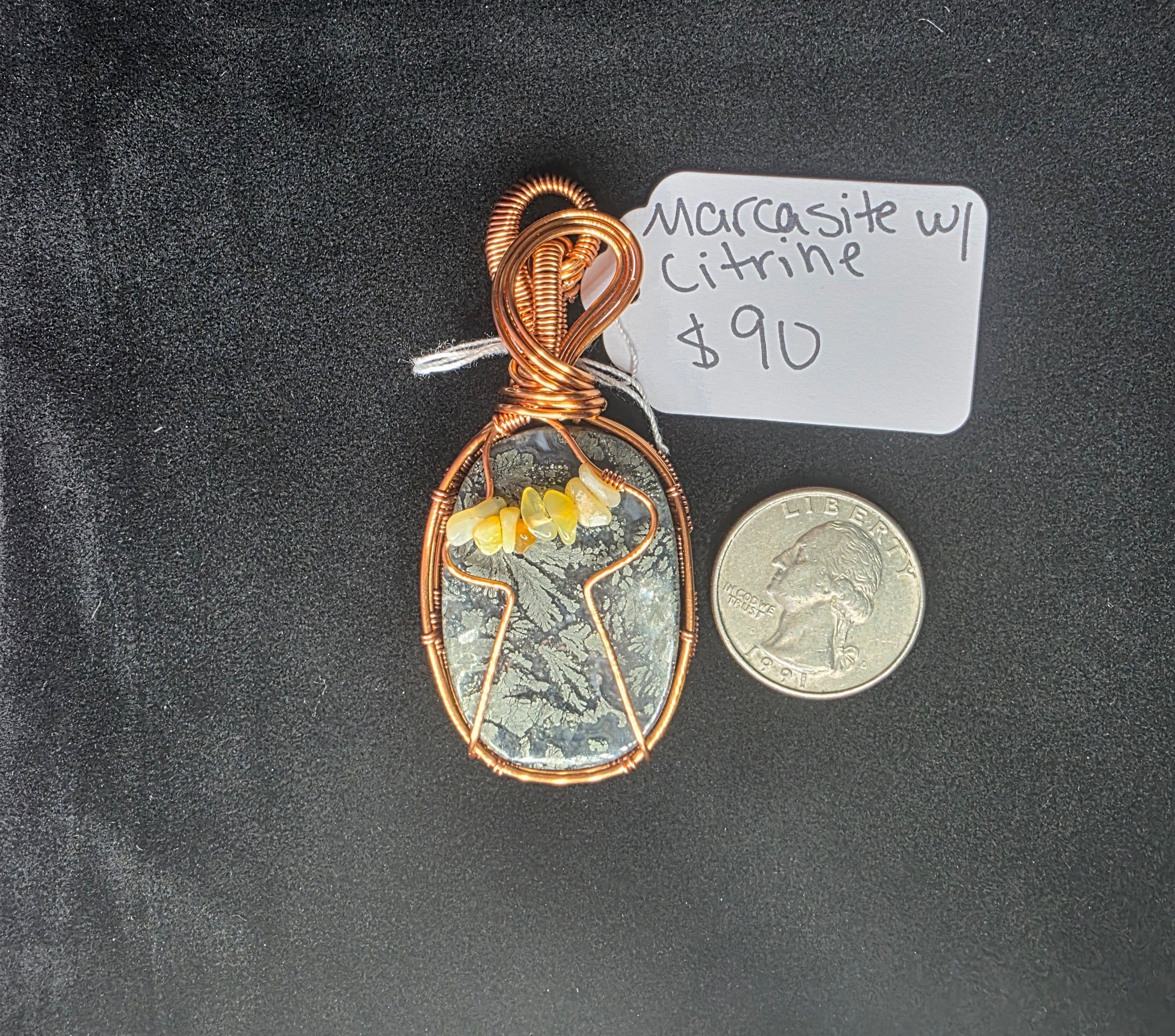 Marcasite & Citrine UFO Pendant