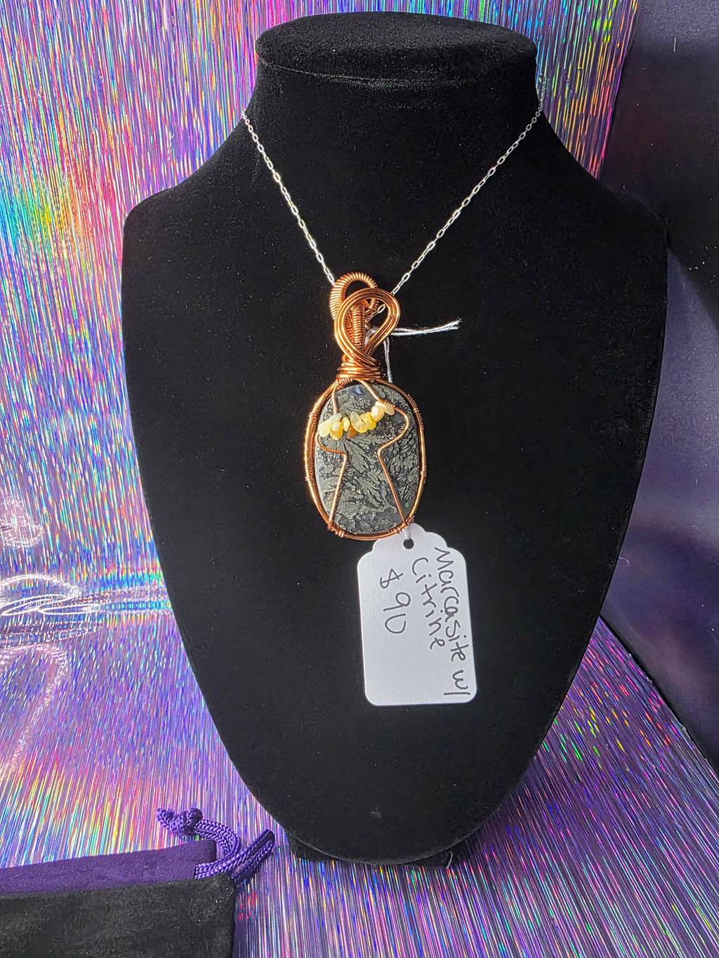 Marcasite & Citrine UFO Pendant