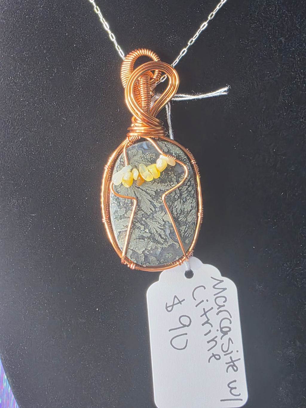 Marcasite & Citrine UFO Pendant