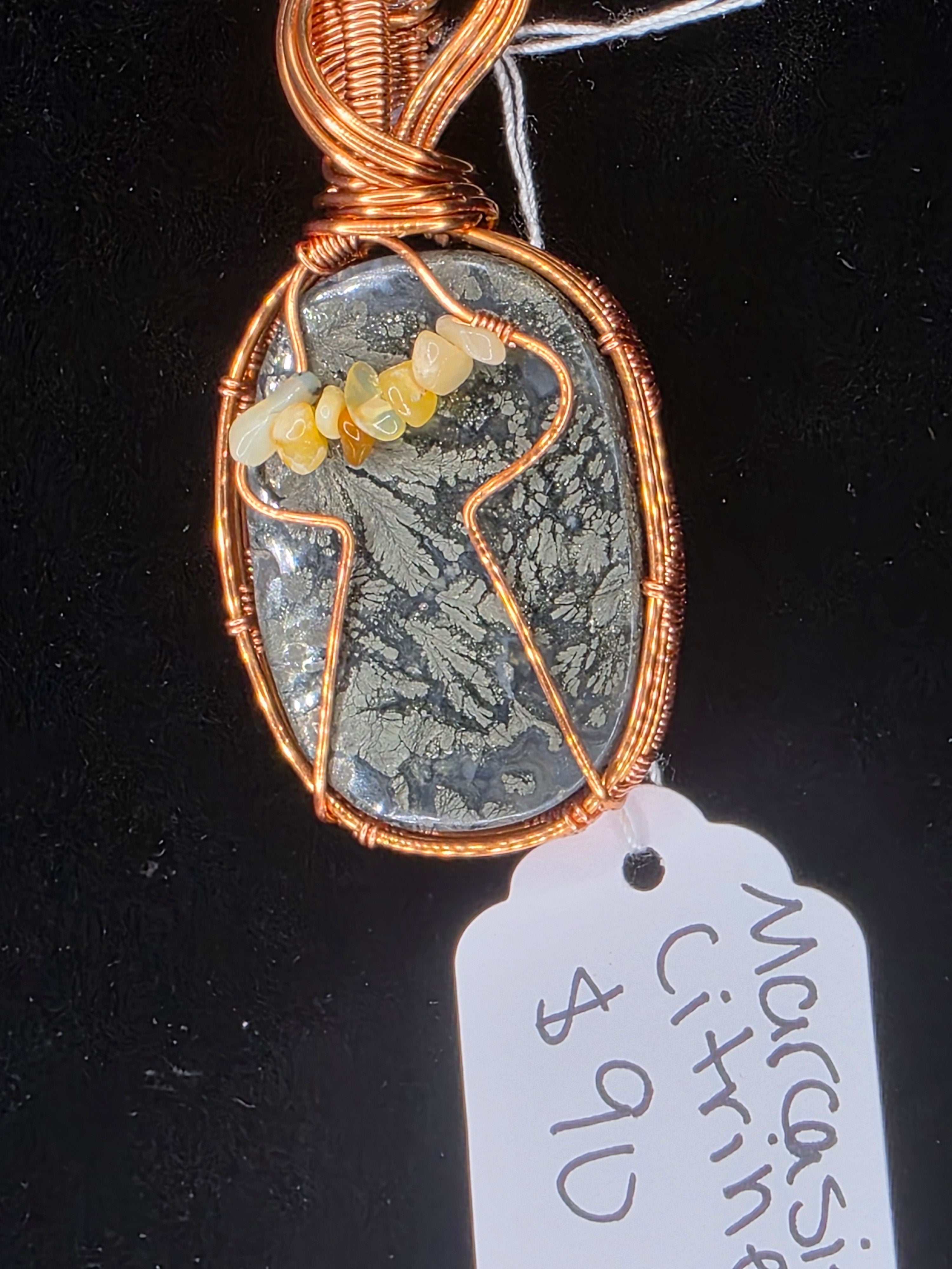 Marcasite & Citrine UFO Pendant