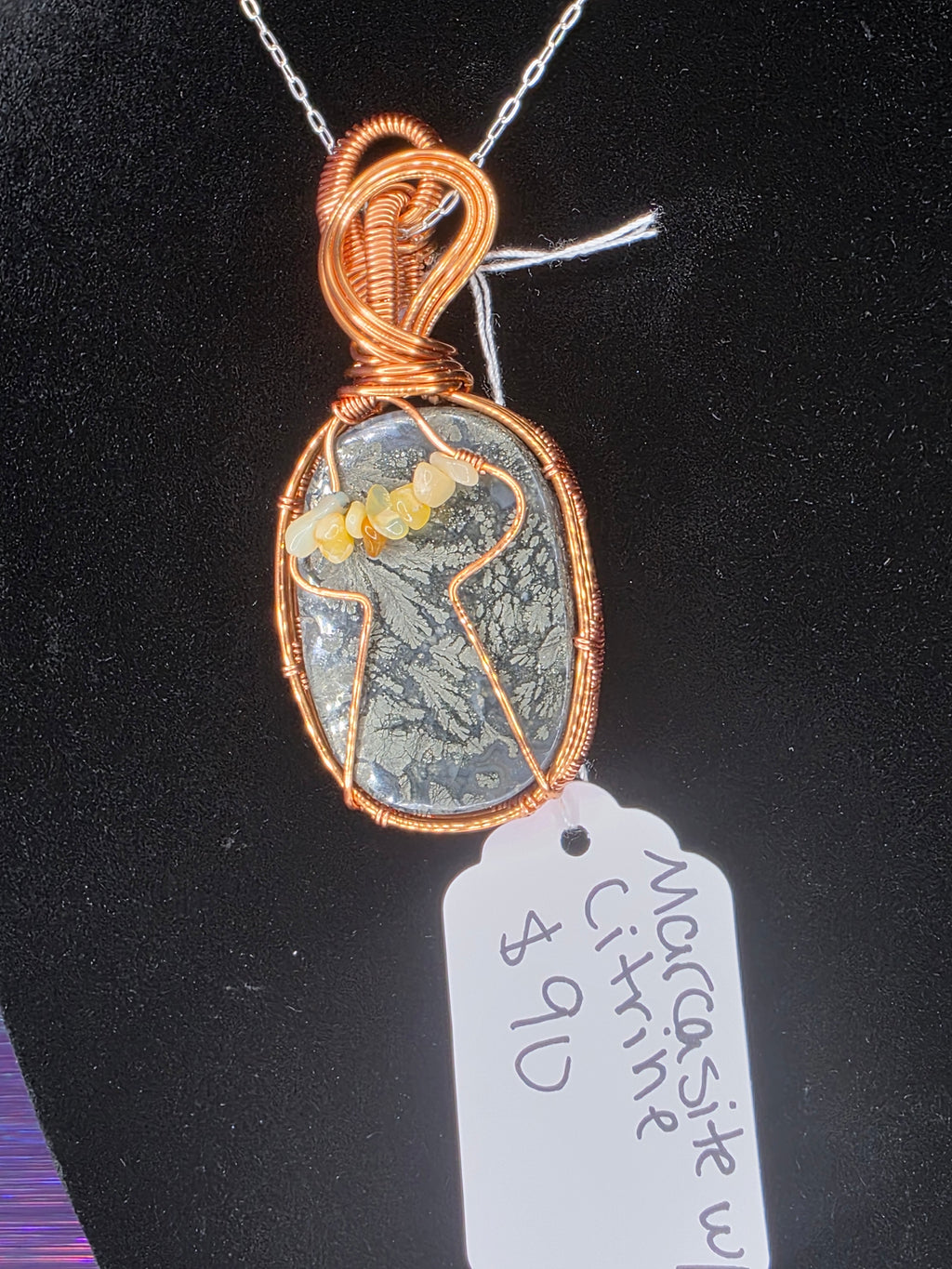 Marcasite & Citrine UFO Pendant