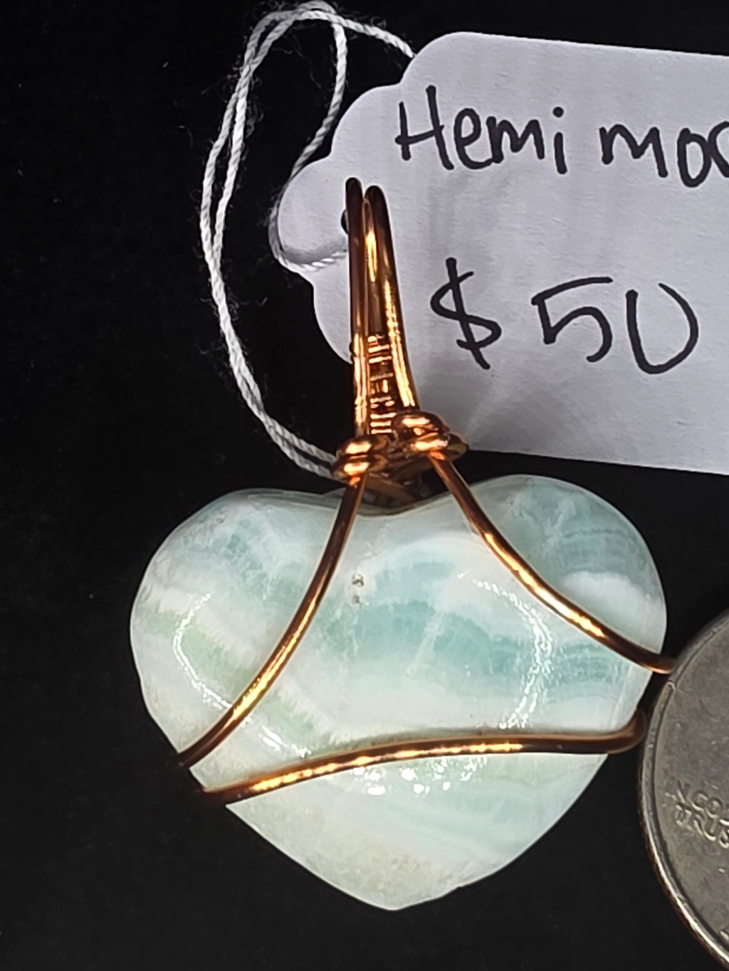 Larger Blue Hemimorphite Heart Pendant