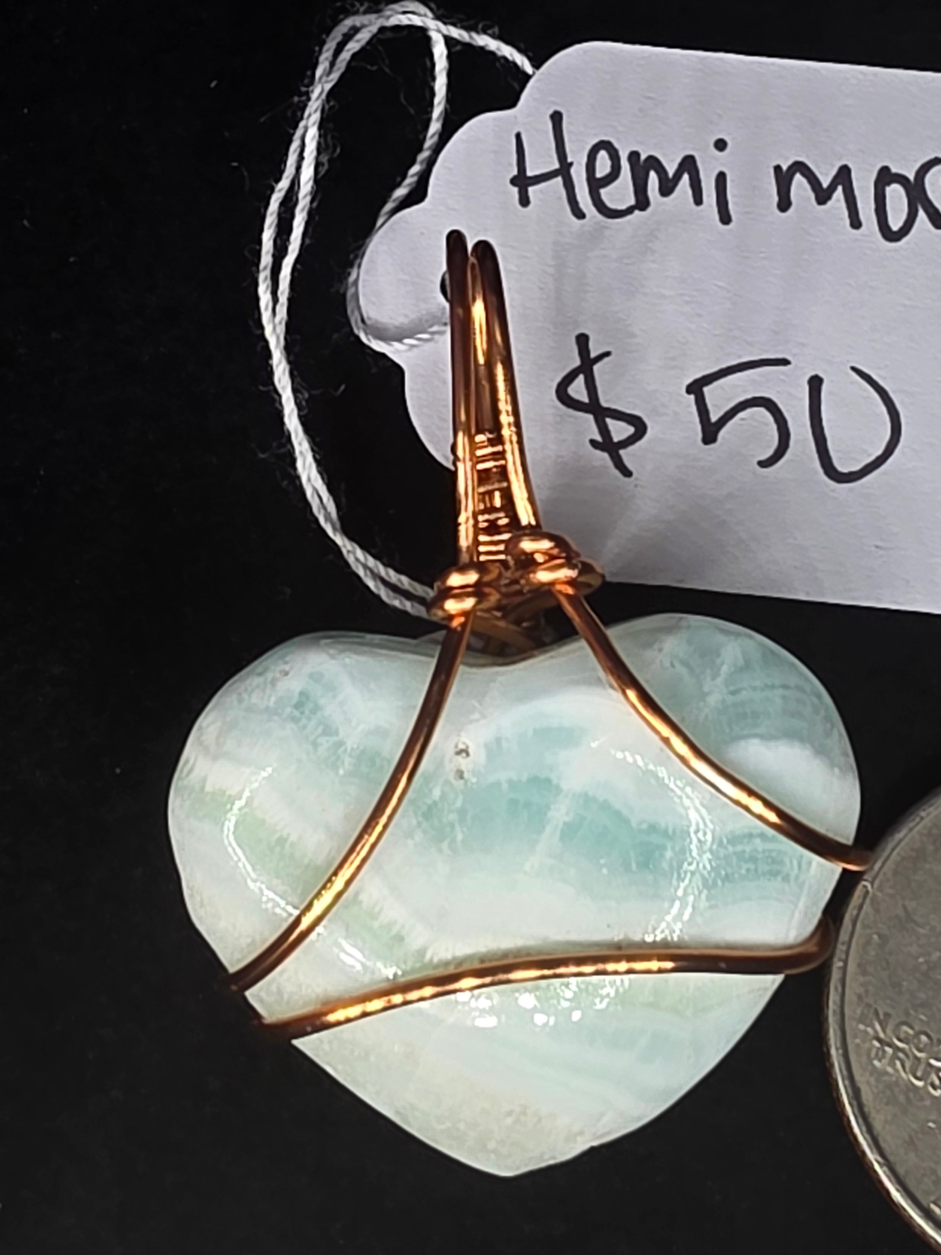 Larger Blue Hemimorphite Heart Pendant