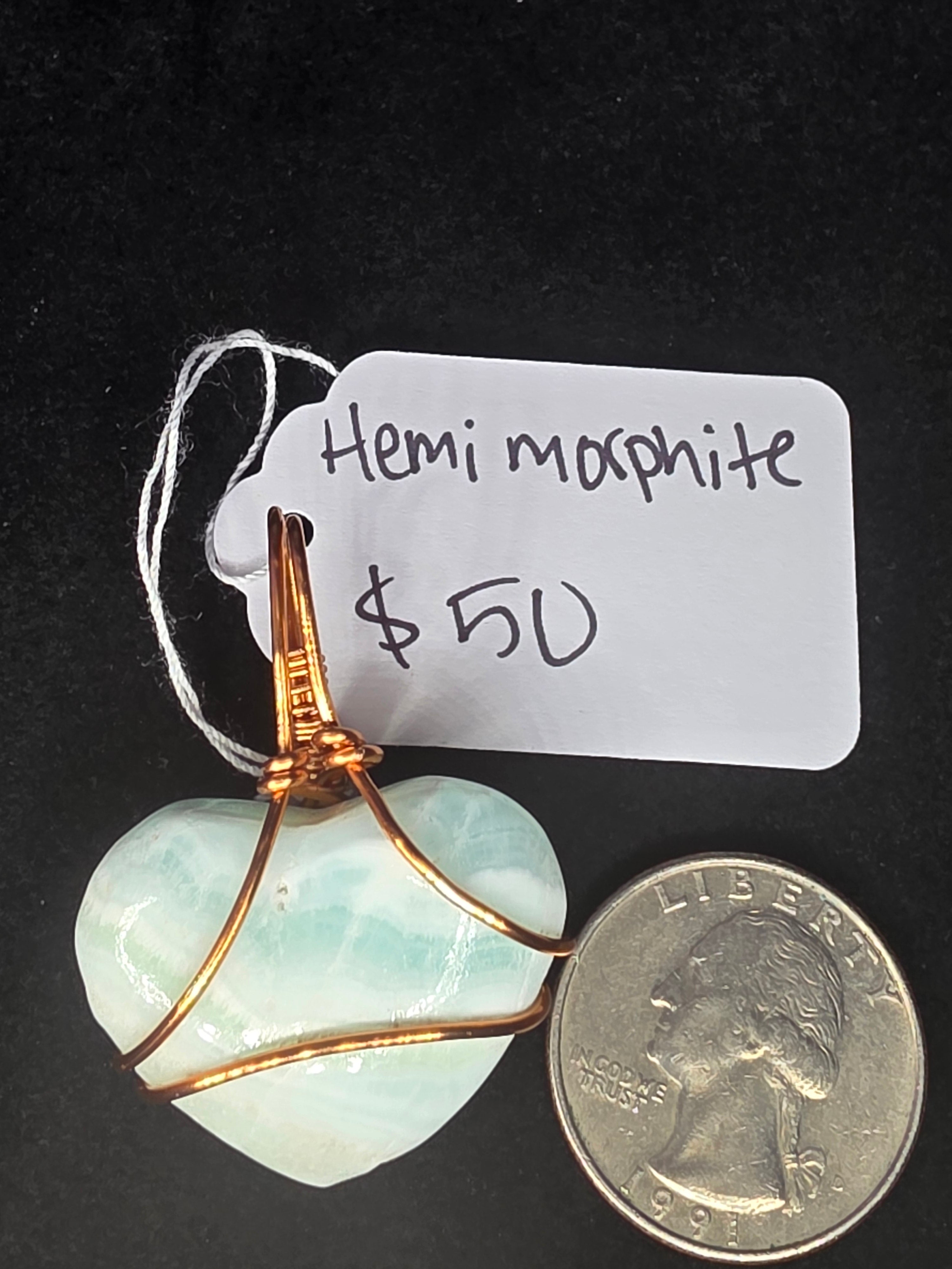 Larger Blue Hemimorphite Heart Pendant