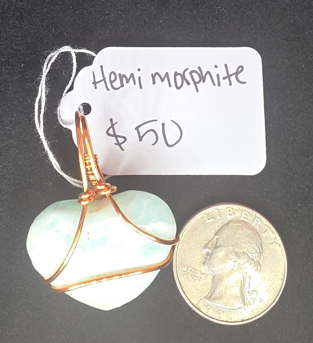 Larger Blue Hemimorphite Heart Pendant