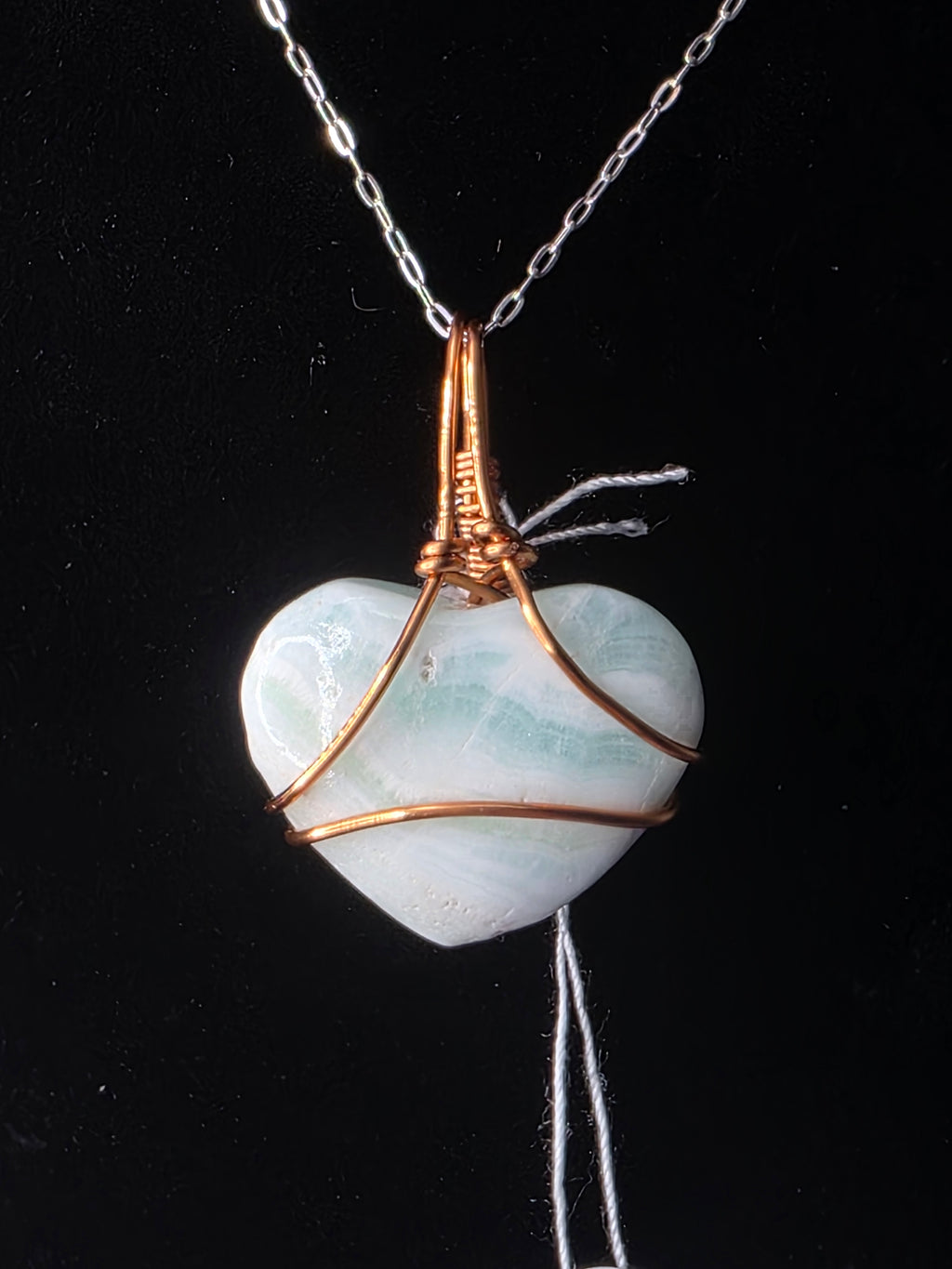 Larger Blue Hemimorphite Heart Pendant