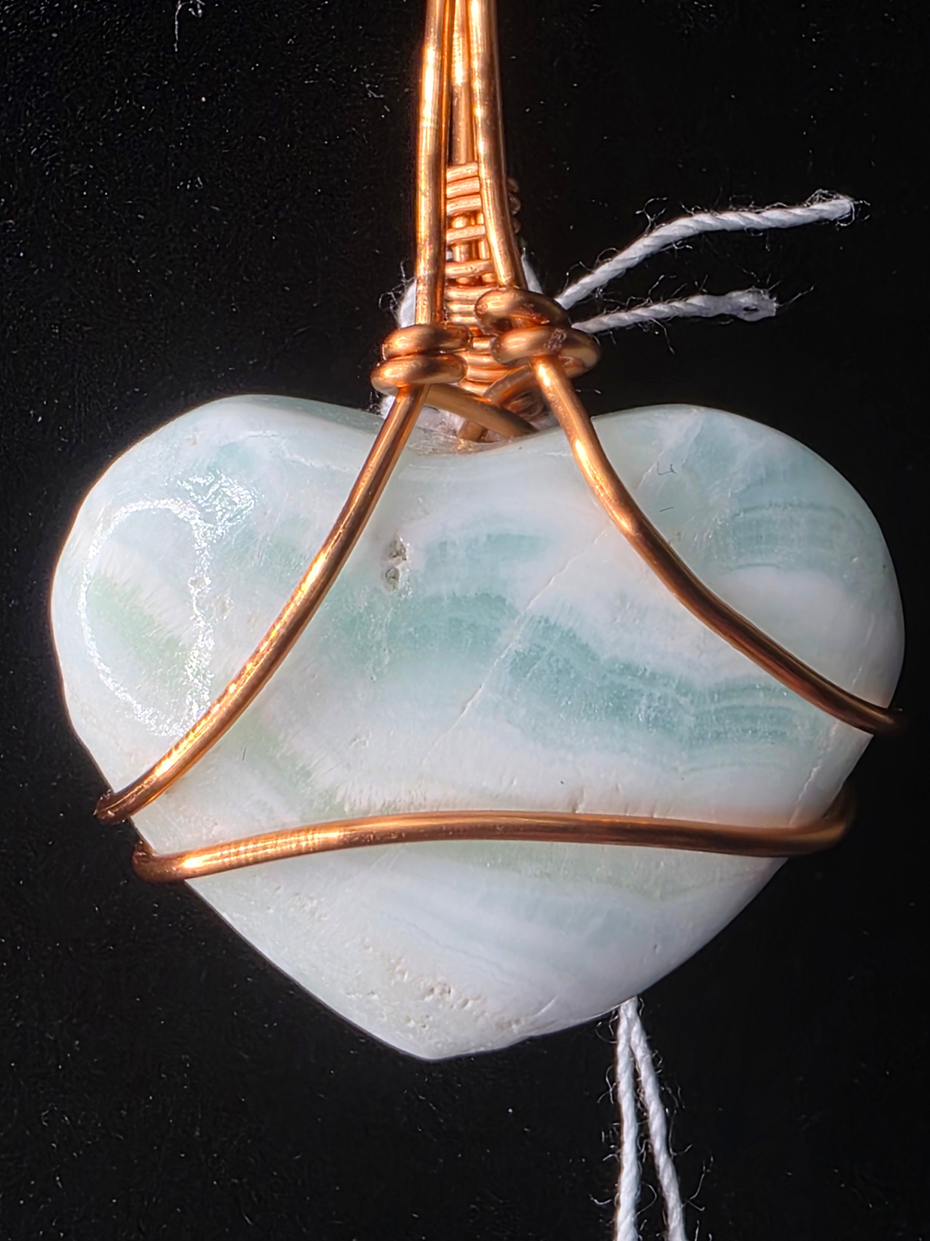 Larger Blue Hemimorphite Heart Pendant