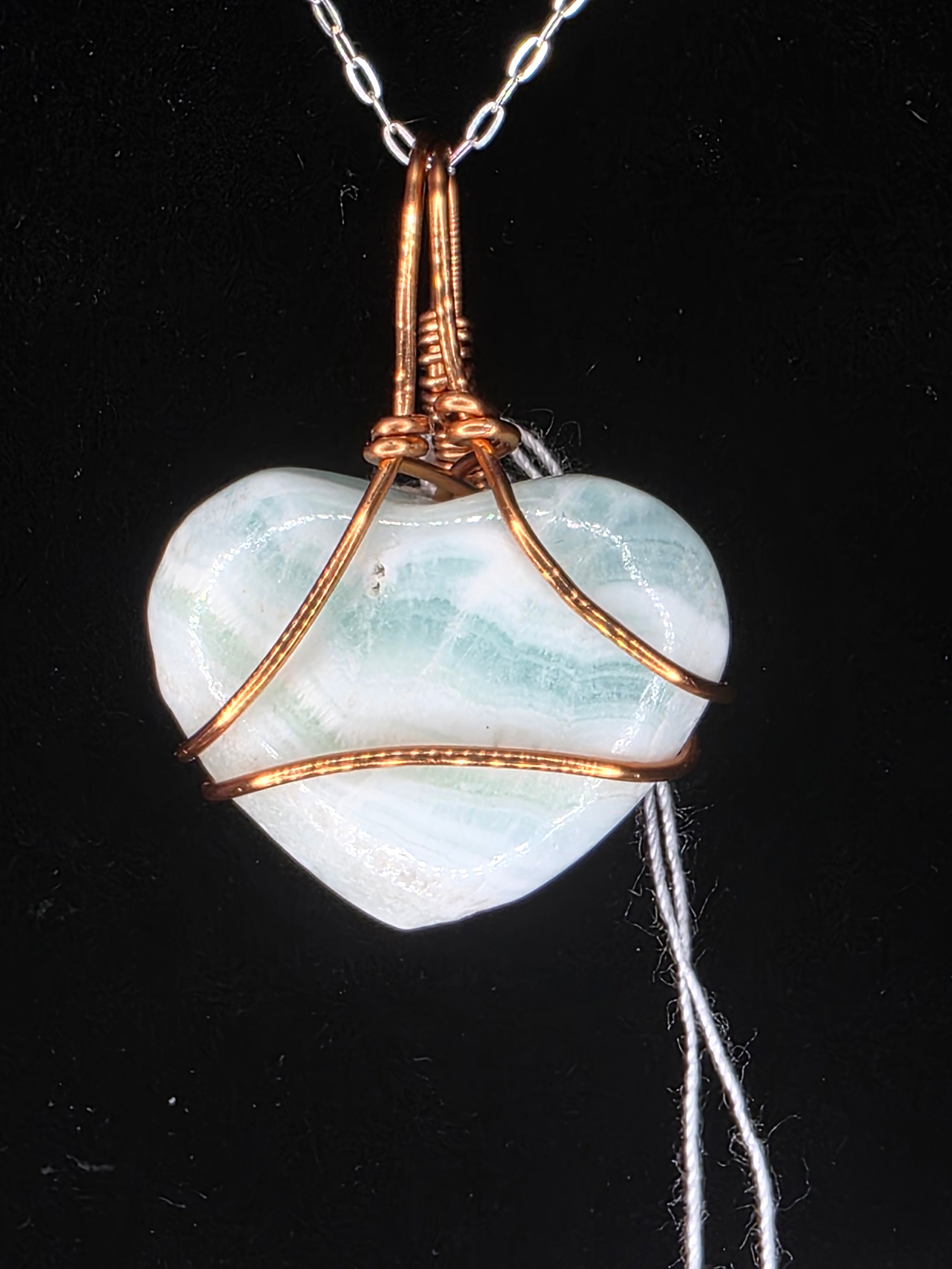 Larger Blue Hemimorphite Heart Pendant