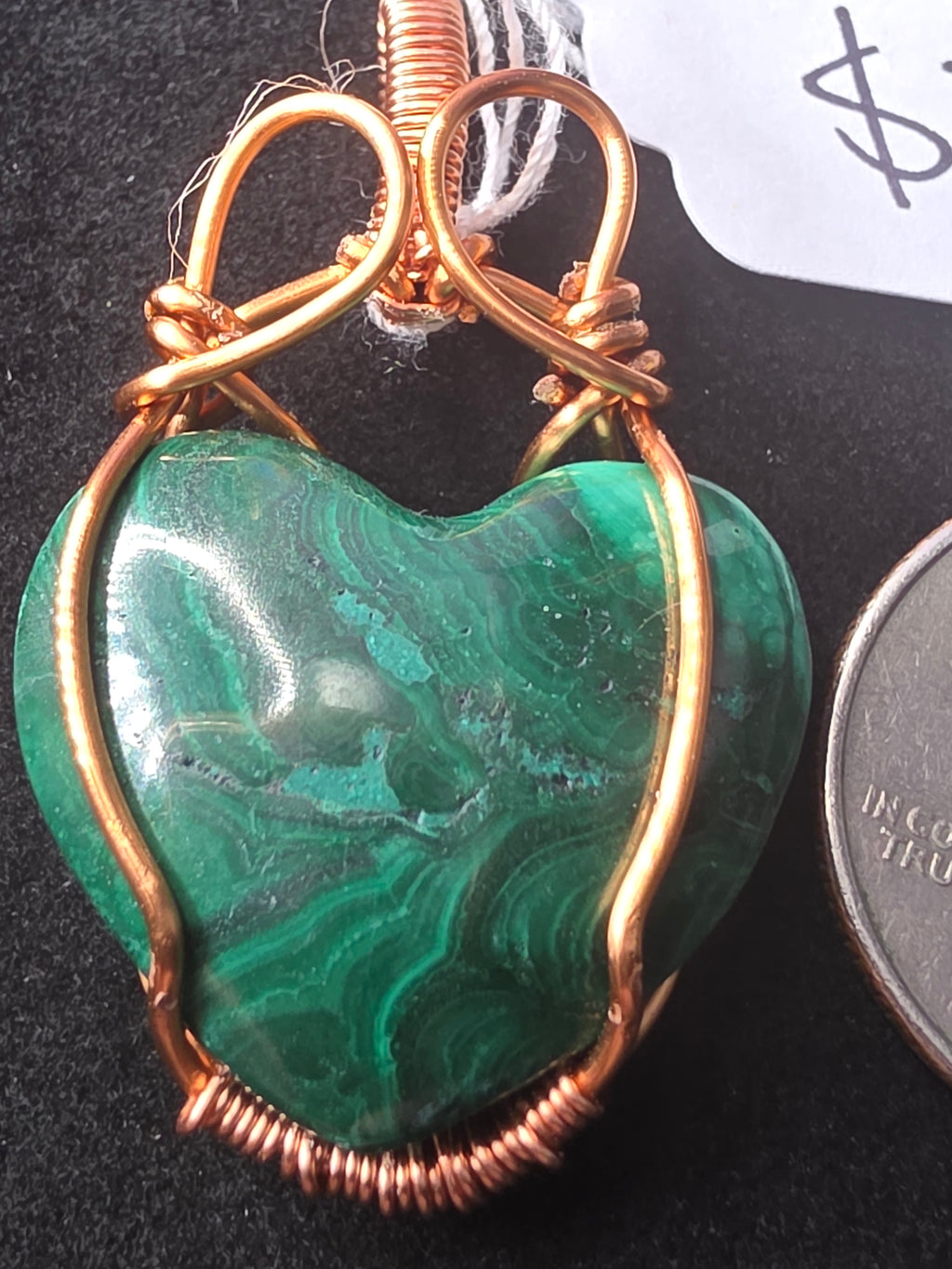 Puffy Malachite Heart Pendant