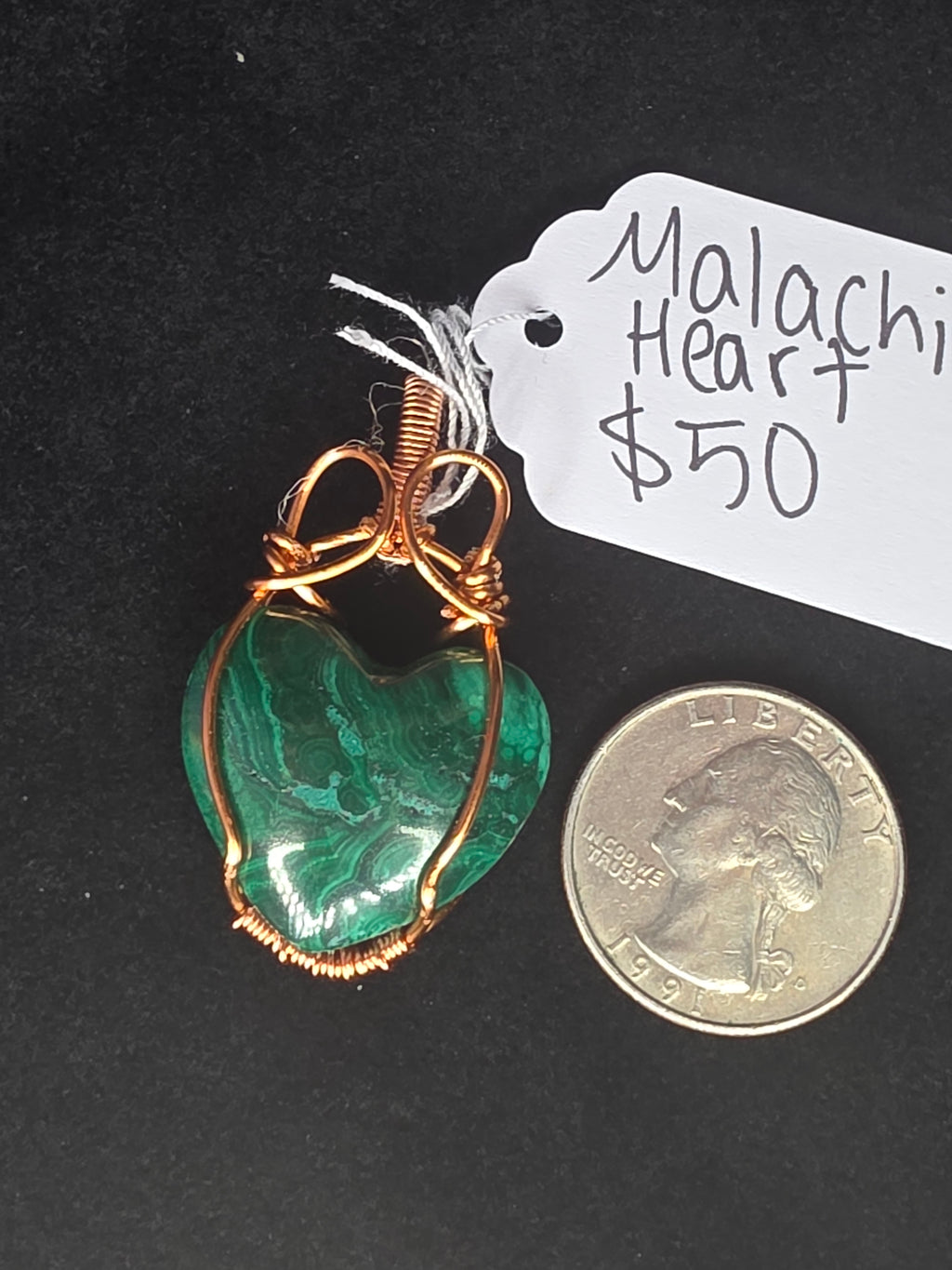 Puffy Malachite Heart Pendant