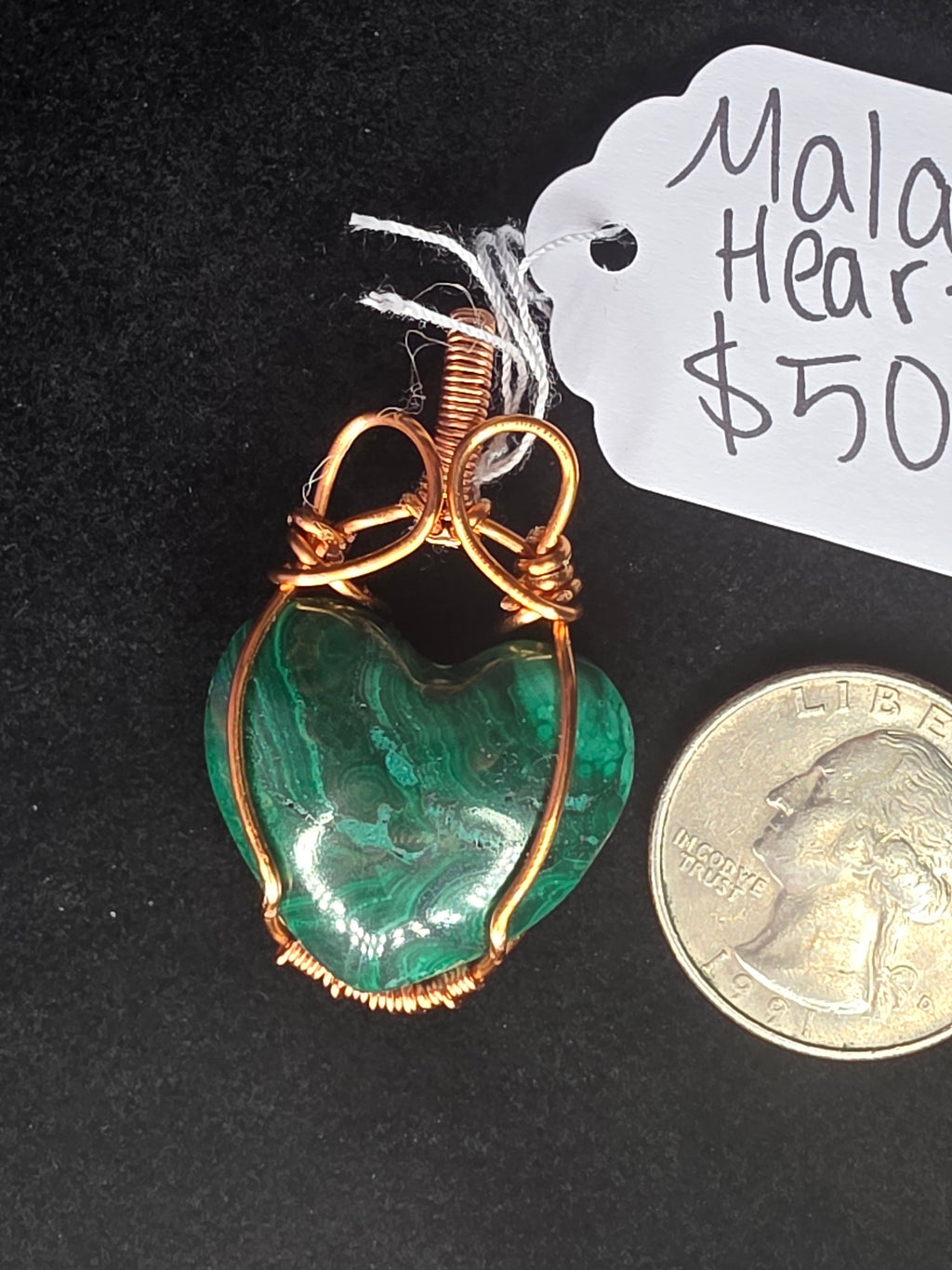 Puffy Malachite Heart Pendant