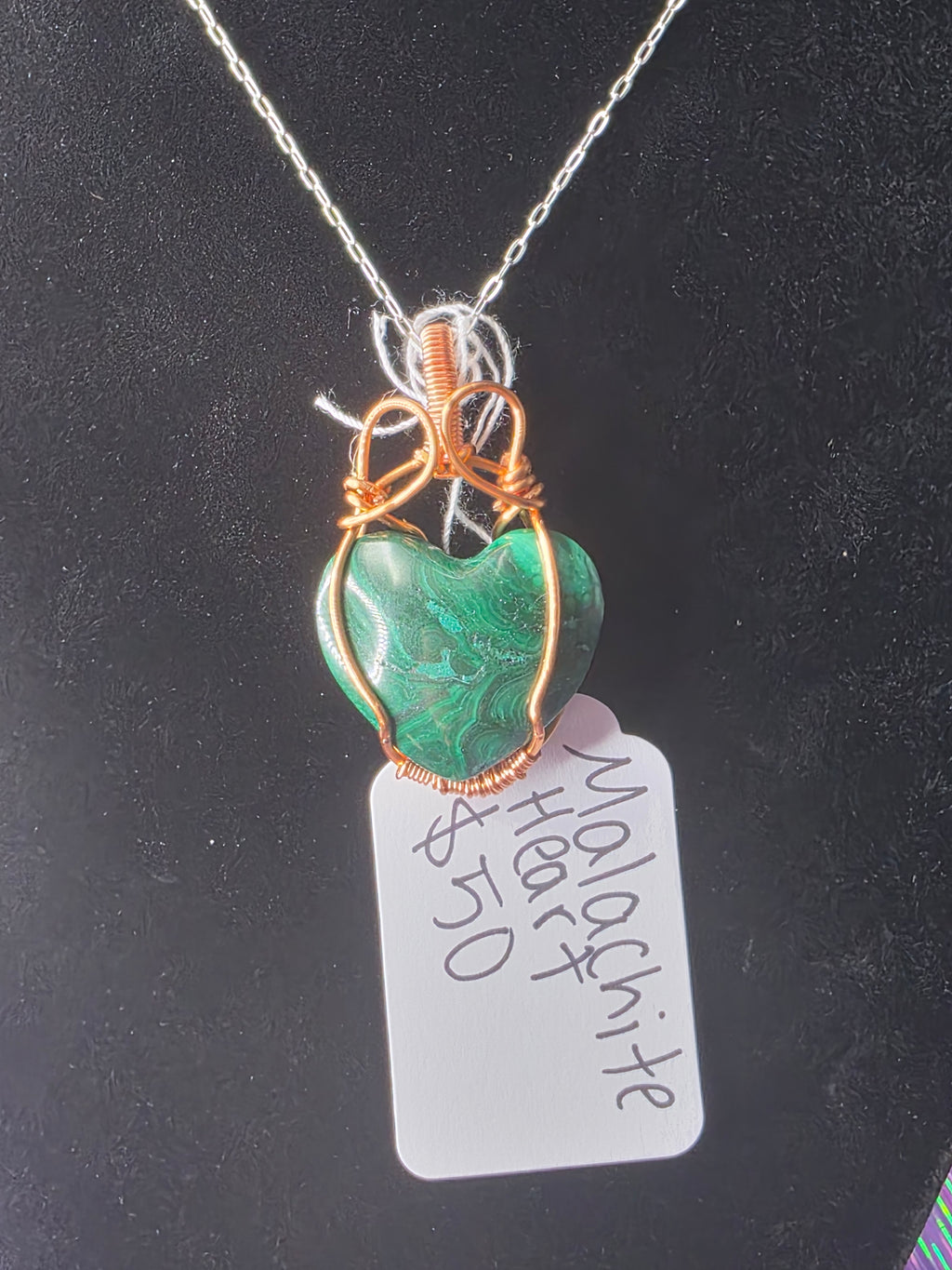 Puffy Malachite Heart Pendant