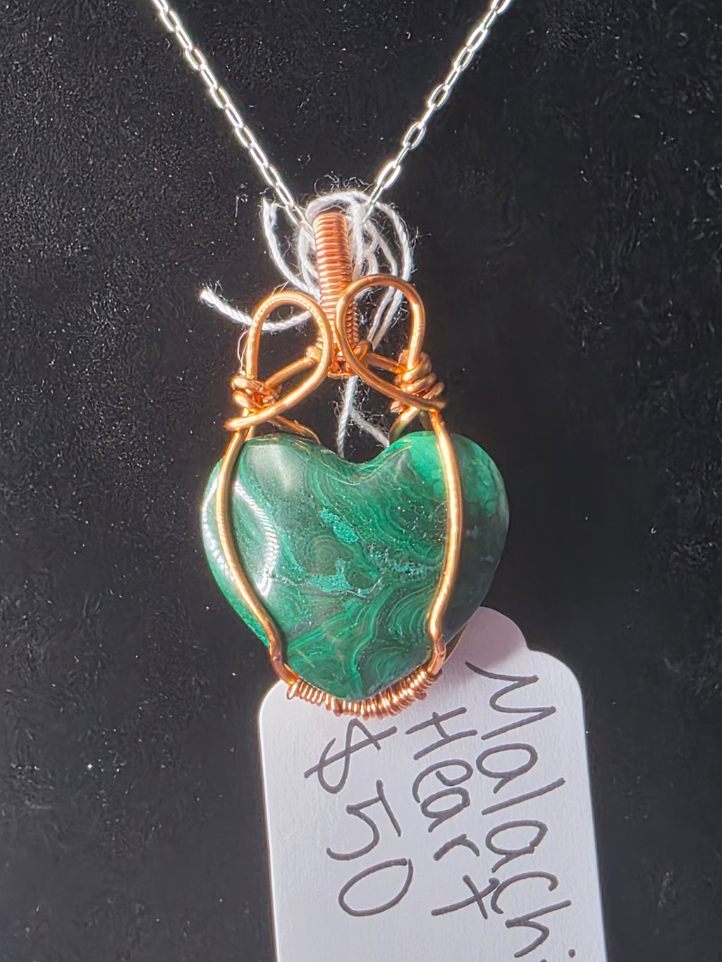 Puffy Malachite Heart Pendant