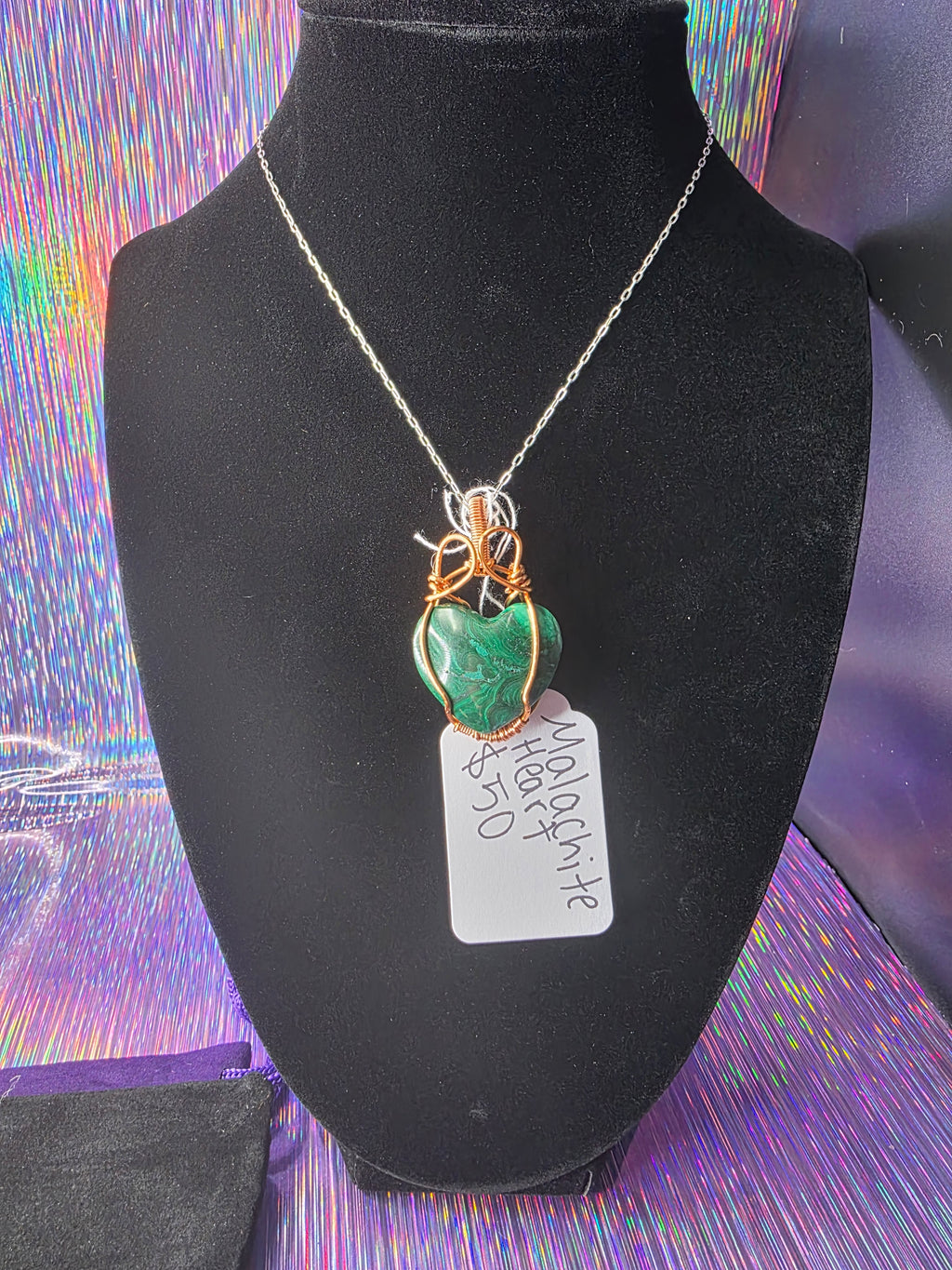 Puffy Malachite Heart Pendant