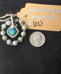 Diamond Chrysocolla/Shattuckite Pendant with Labradorite Halo