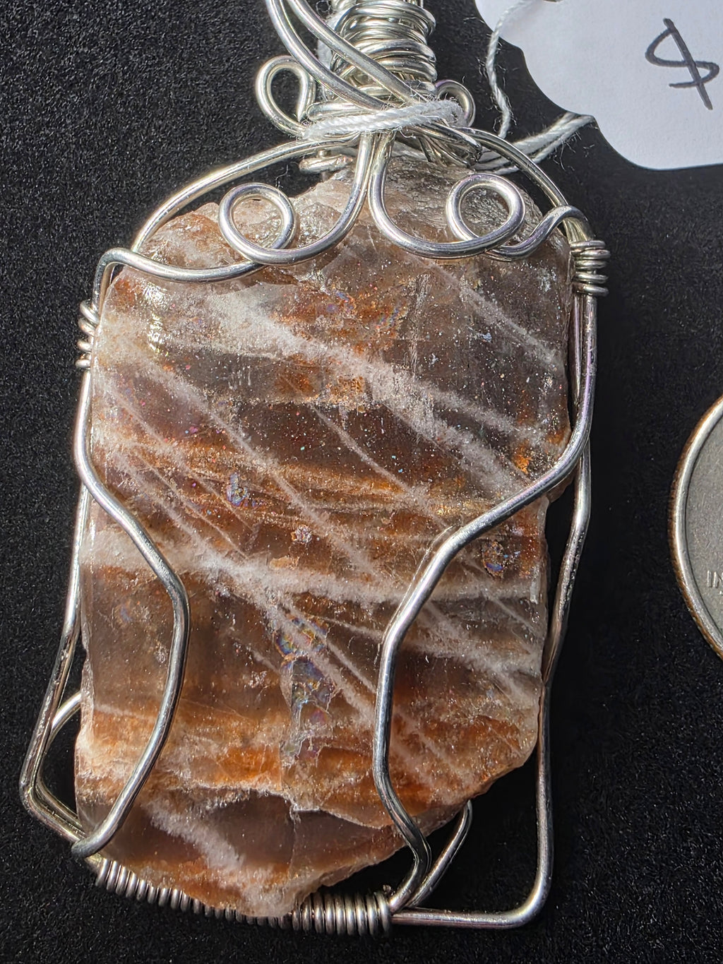 Lattice Sunstone  Partially Raw Pendant