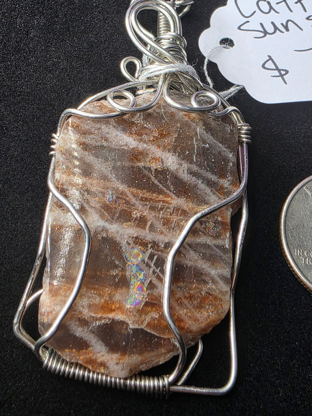 Lattice Sunstone  Partially Raw Pendant