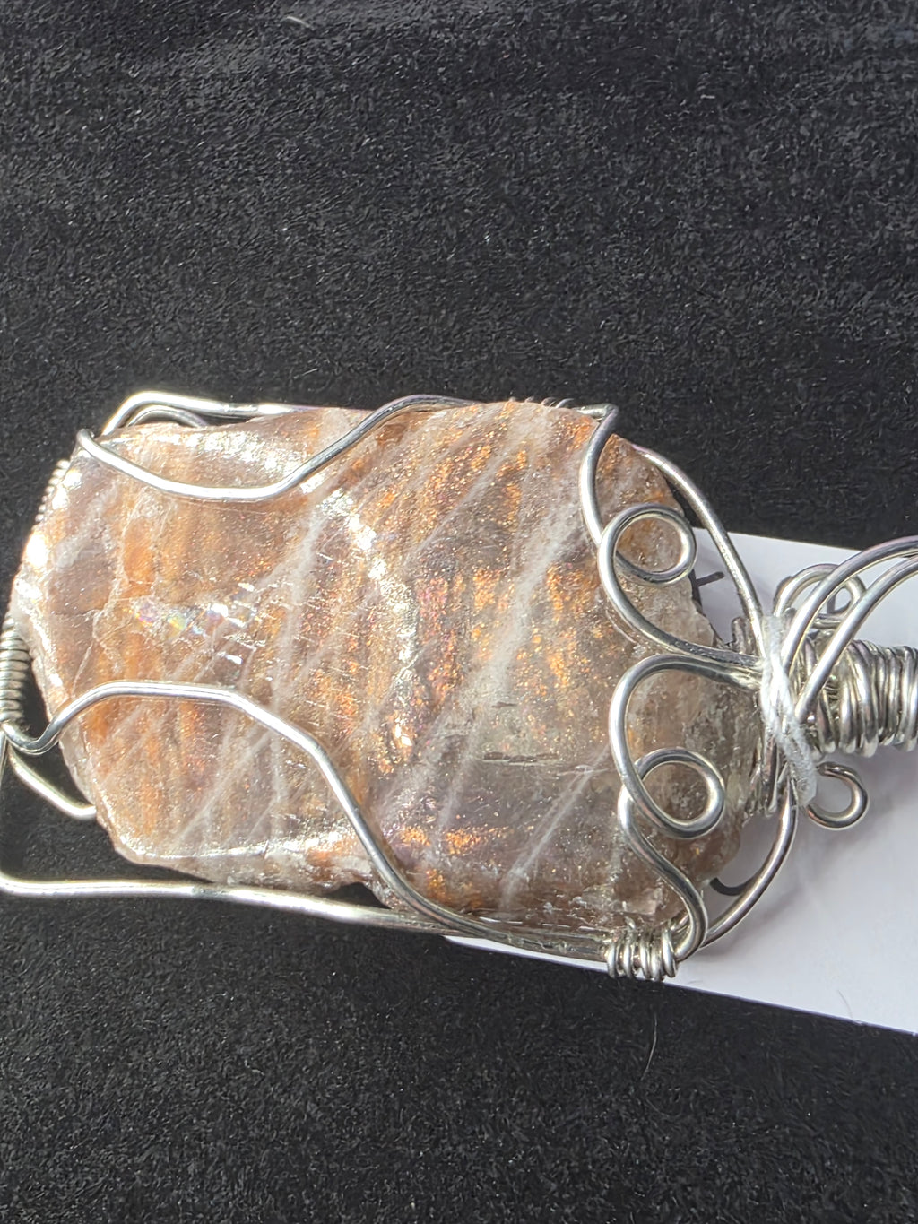 Lattice Sunstone  Partially Raw Pendant