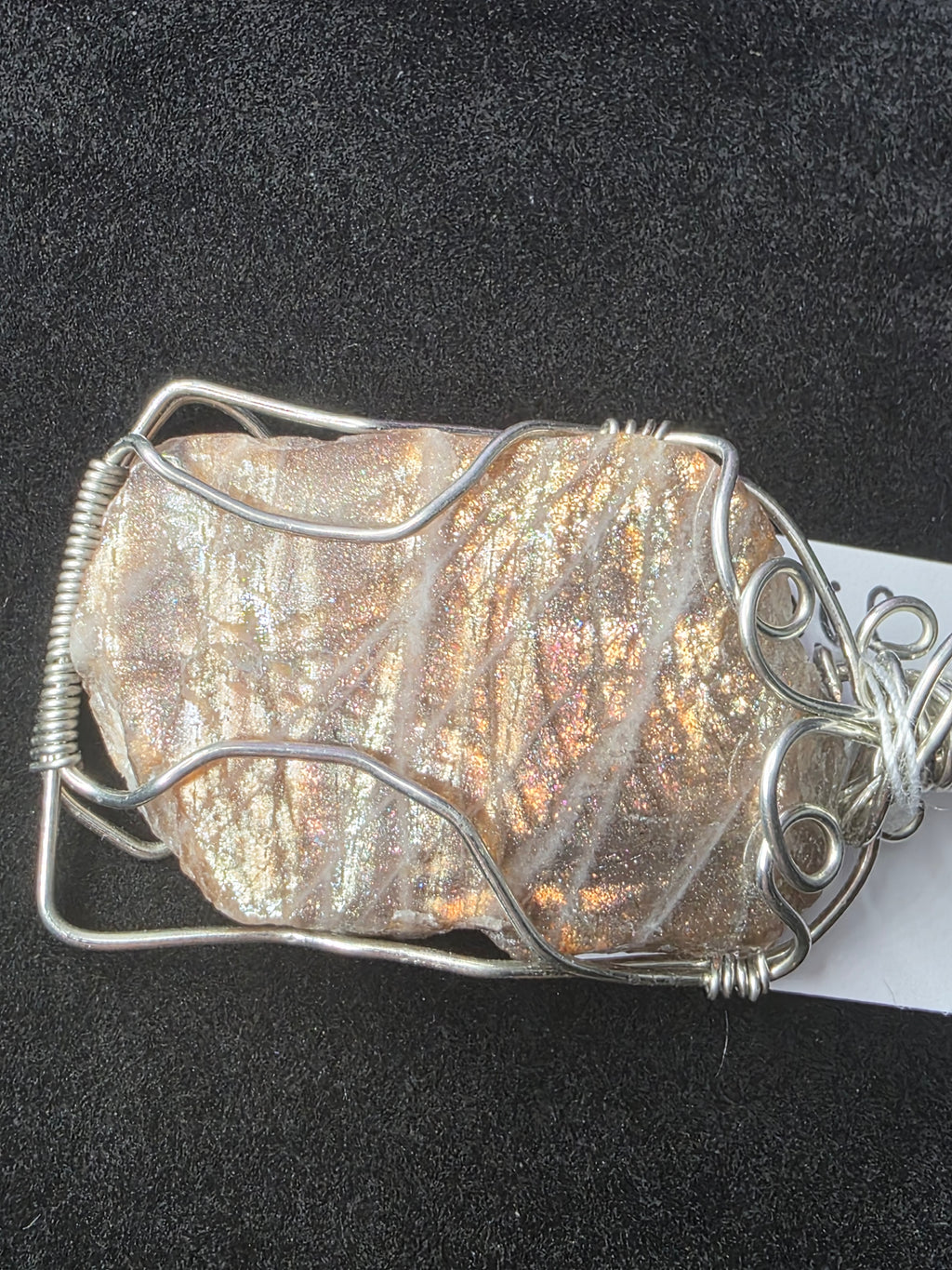 Lattice Sunstone  Partially Raw Pendant