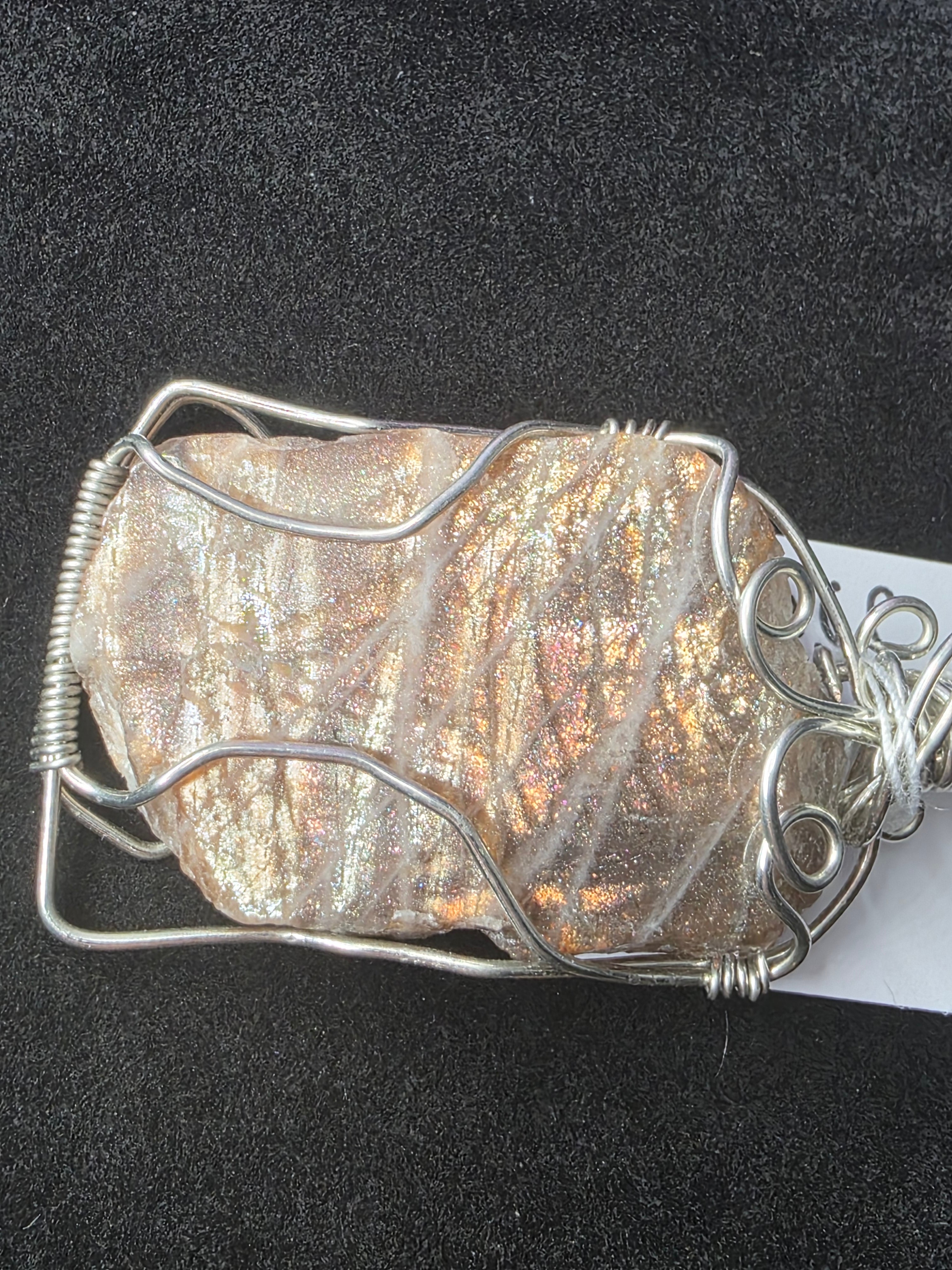 Lattice Sunstone  Partially Raw Pendant