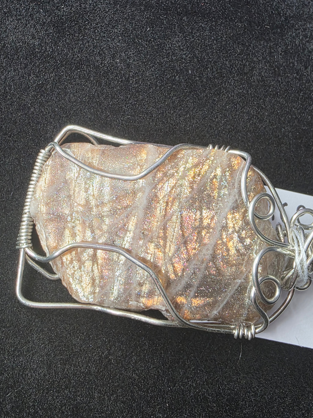 Lattice Sunstone  Partially Raw Pendant