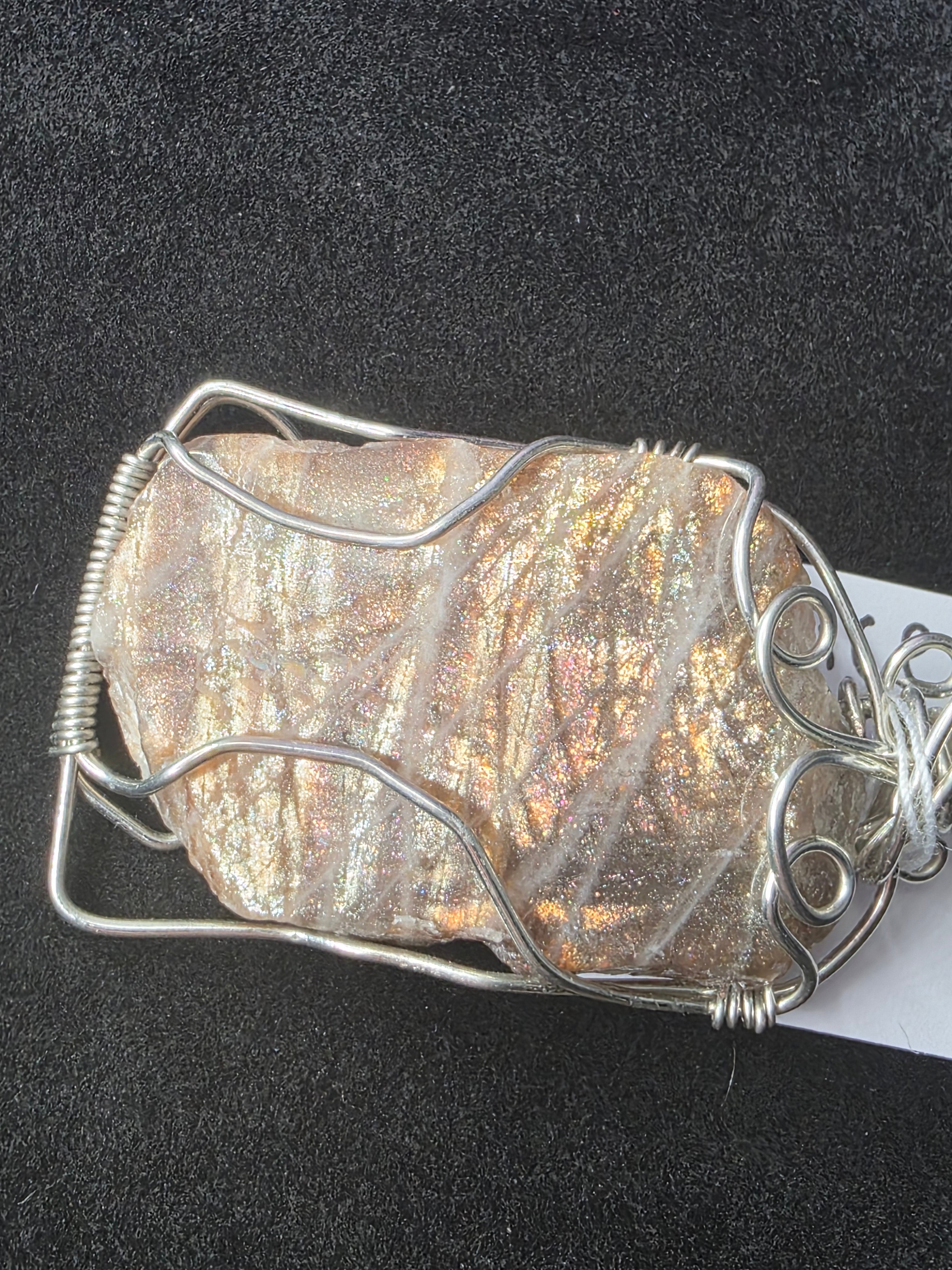 Lattice Sunstone  Partially Raw Pendant