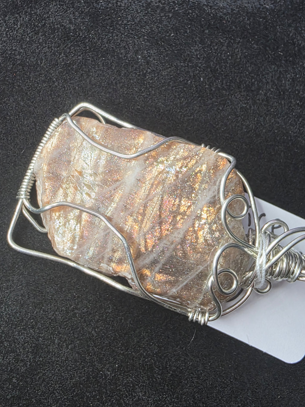 Lattice Sunstone  Partially Raw Pendant
