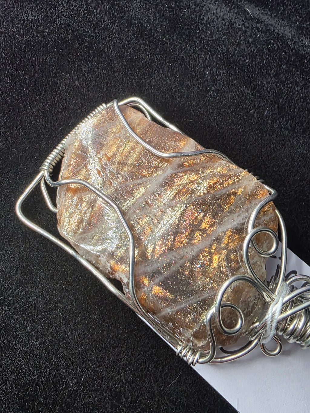 Lattice Sunstone  Partially Raw Pendant