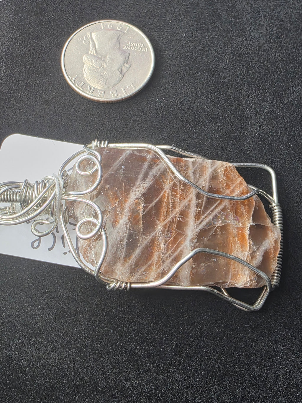 Lattice Sunstone  Partially Raw Pendant