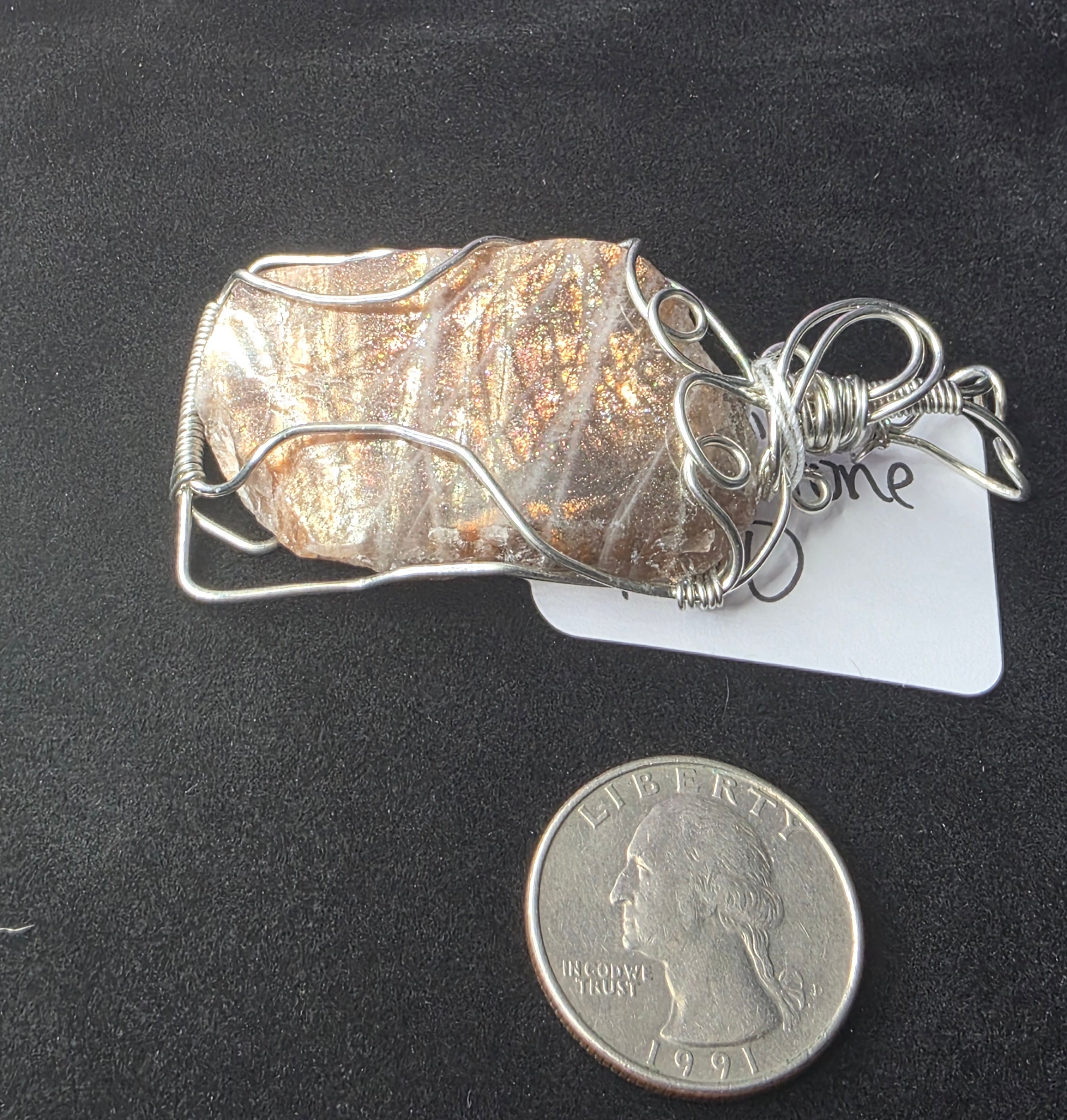 Lattice Sunstone  Partially Raw Pendant
