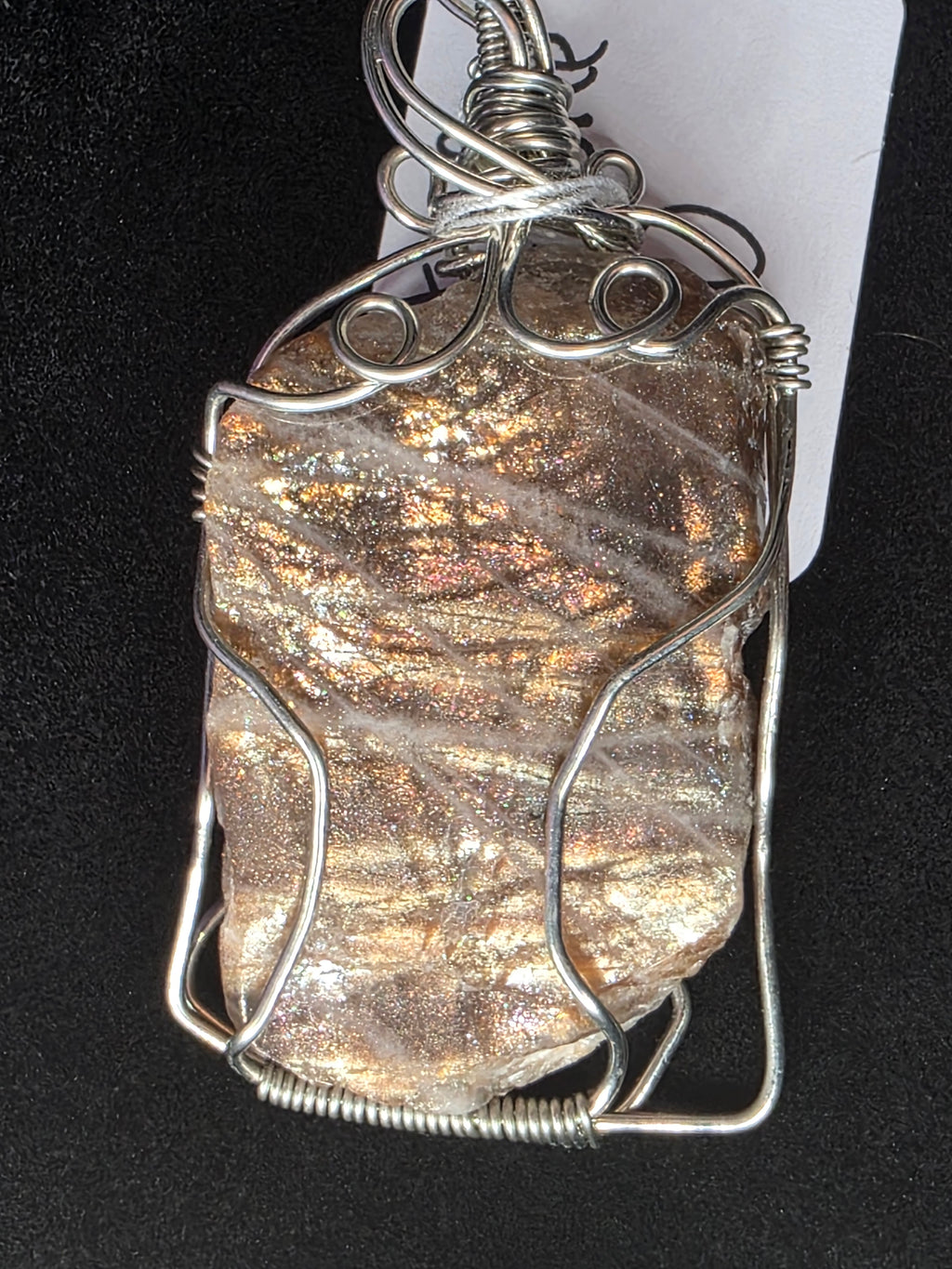 Lattice Sunstone  Partially Raw Pendant