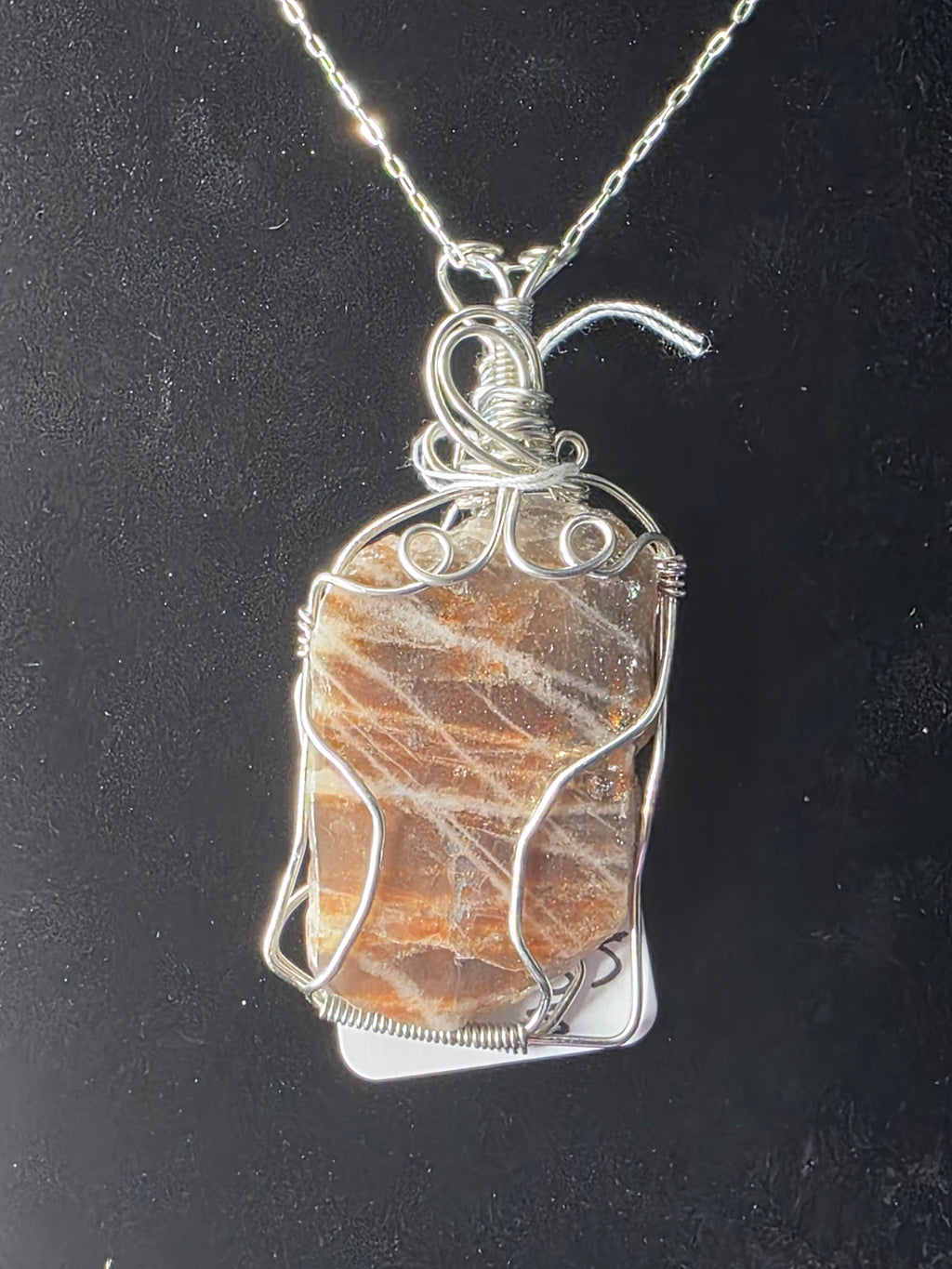 Lattice Sunstone  Partially Raw Pendant
