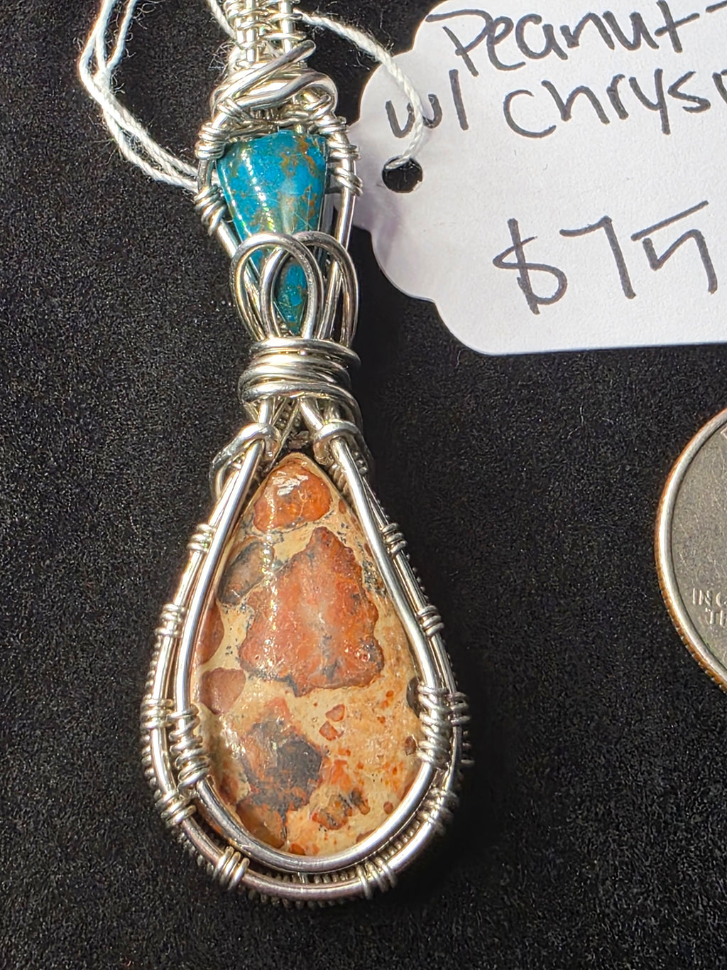 Peanut Jasper Pendant with Chrysocolla/Shattuckite Accent