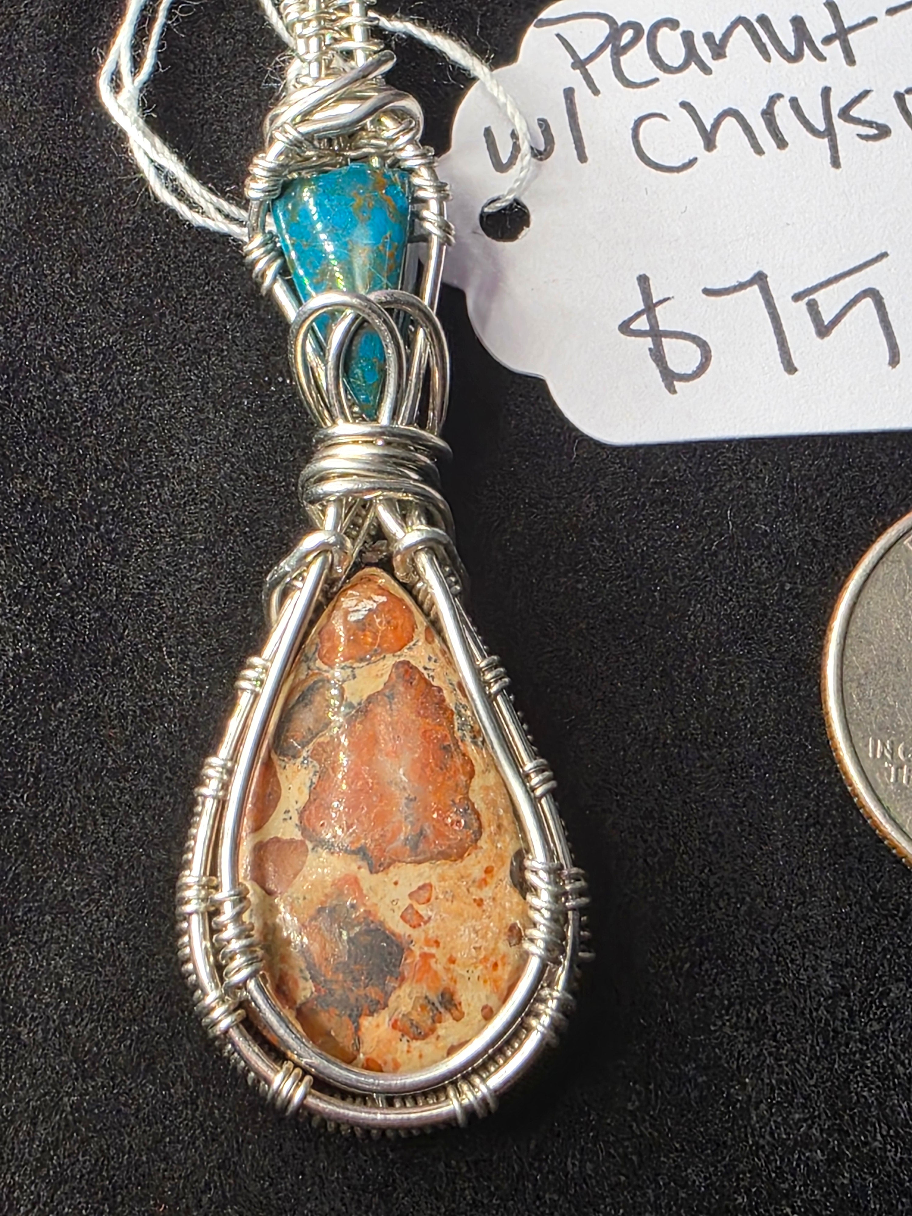 Peanut Jasper Pendant with Chrysocolla/Shattuckite Accent