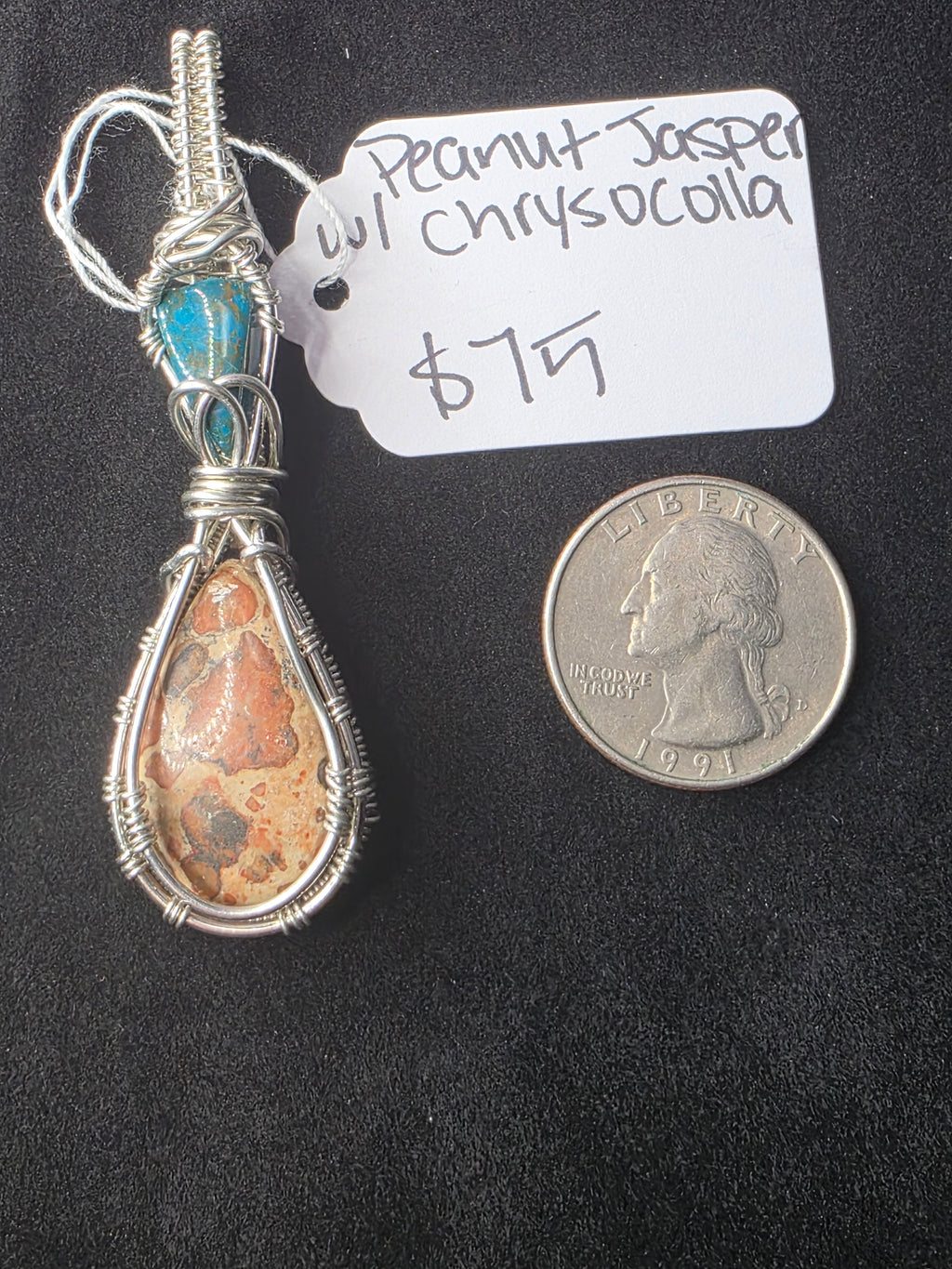 Peanut Jasper Pendant with Chrysocolla/Shattuckite Accent