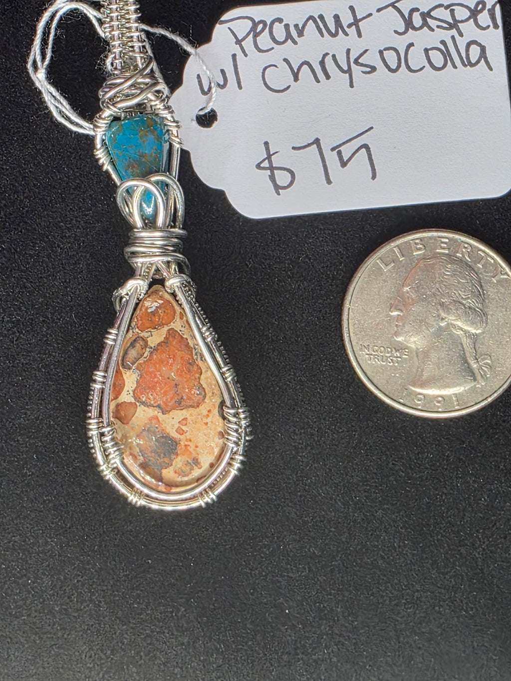 Peanut Jasper Pendant with Chrysocolla/Shattuckite Accent