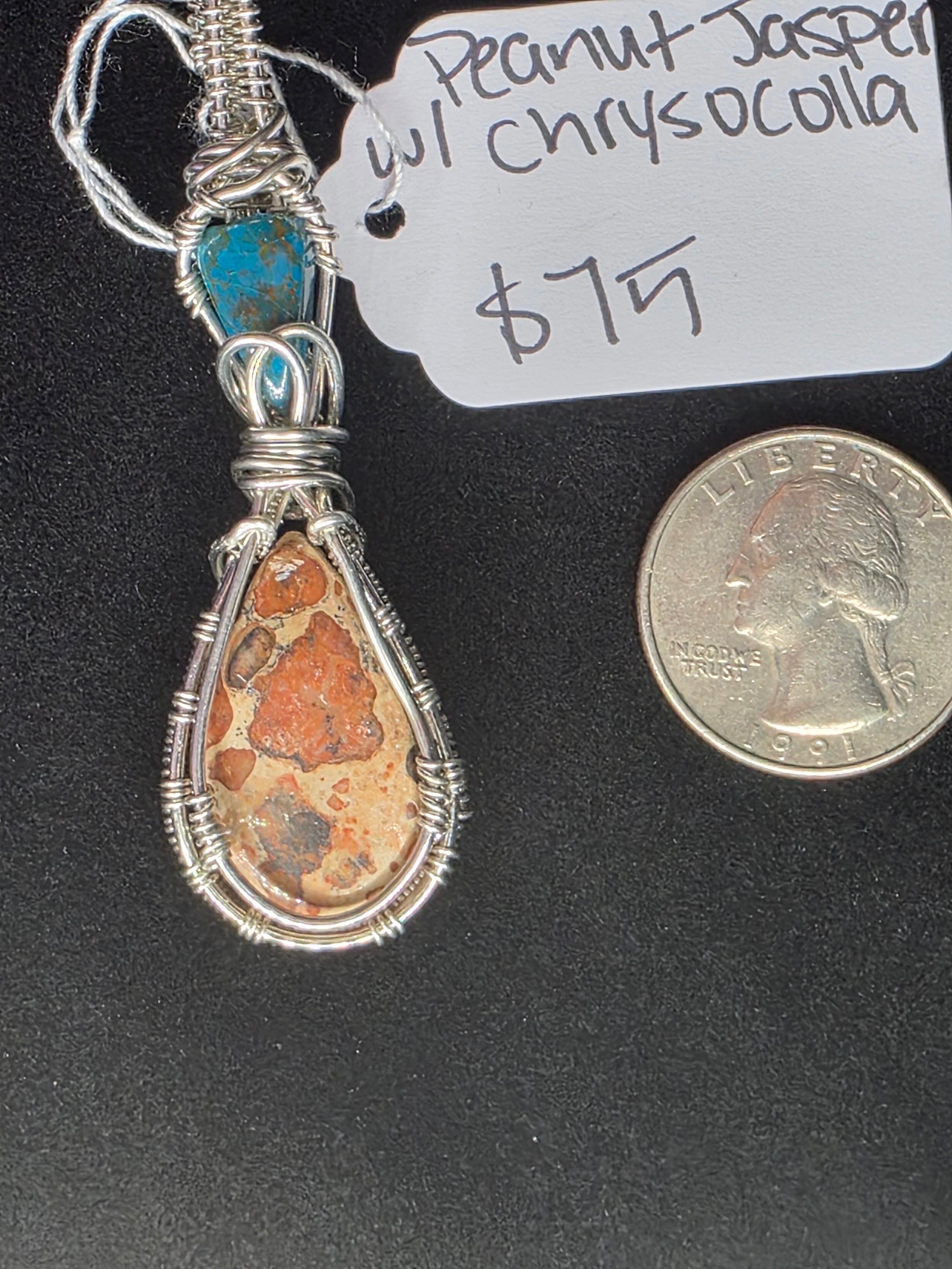Peanut Jasper Pendant with Chrysocolla/Shattuckite Accent