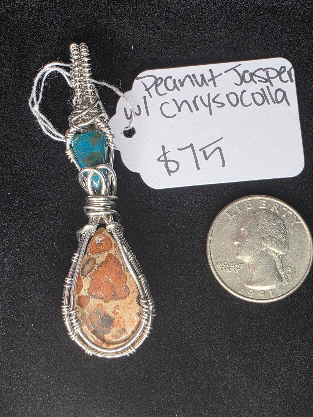 Peanut Jasper Pendant with Chrysocolla/Shattuckite Accent