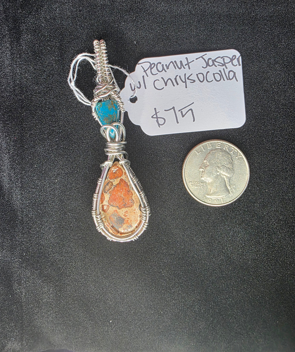 Peanut Jasper Pendant with Chrysocolla/Shattuckite Accent