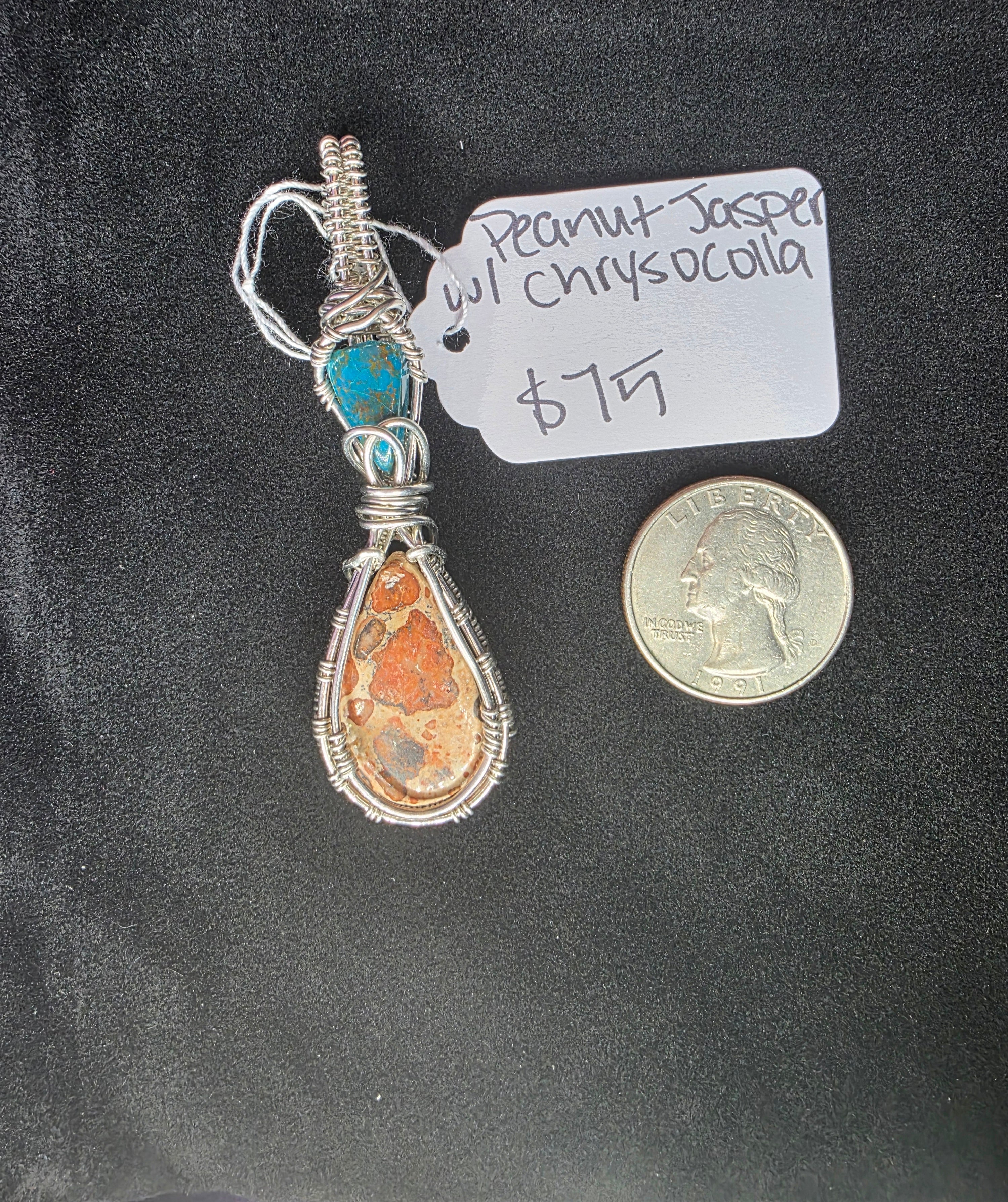 Peanut Jasper Pendant with Chrysocolla/Shattuckite Accent