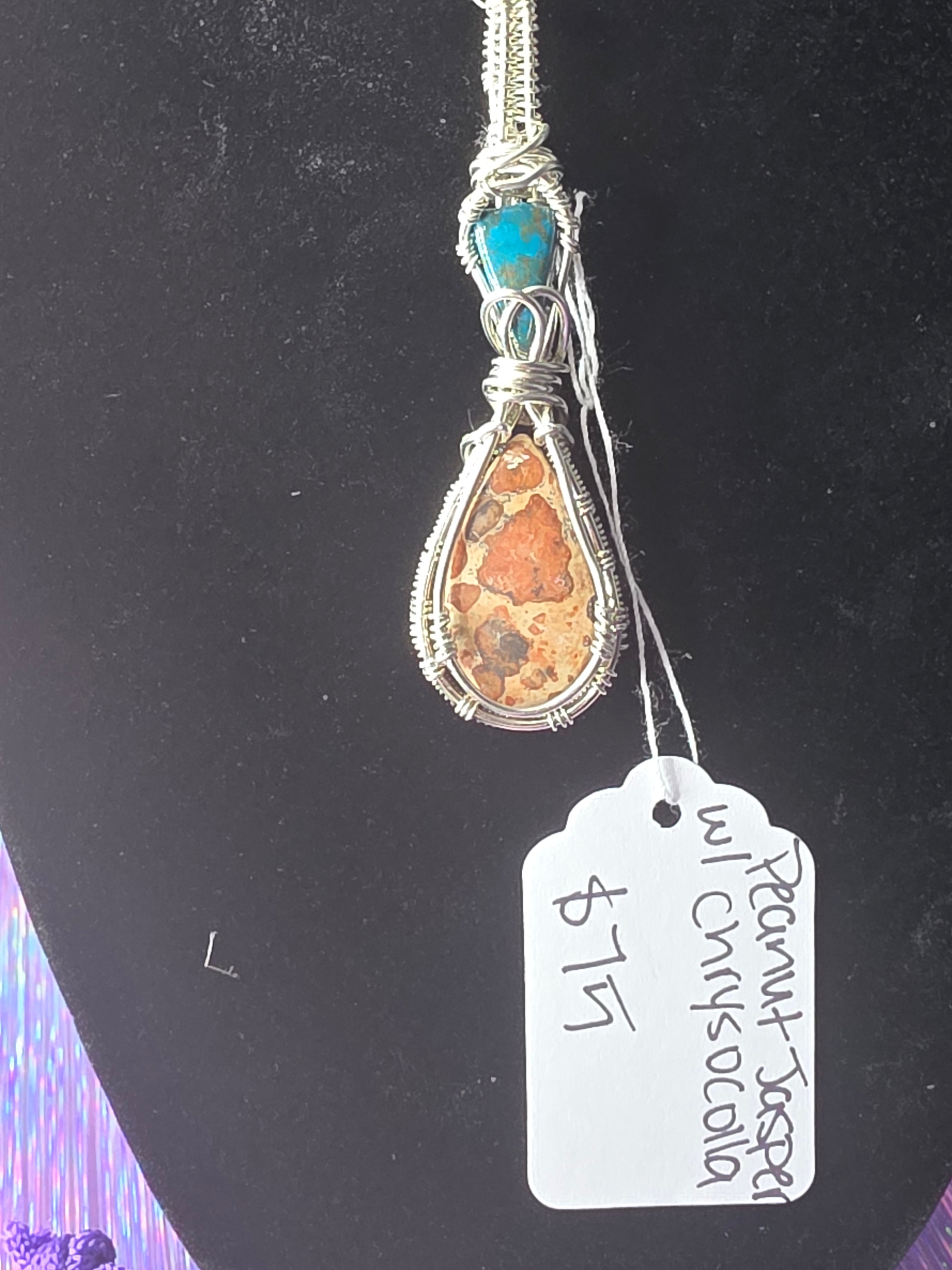 Peanut Jasper Pendant with Chrysocolla/Shattuckite Accent
