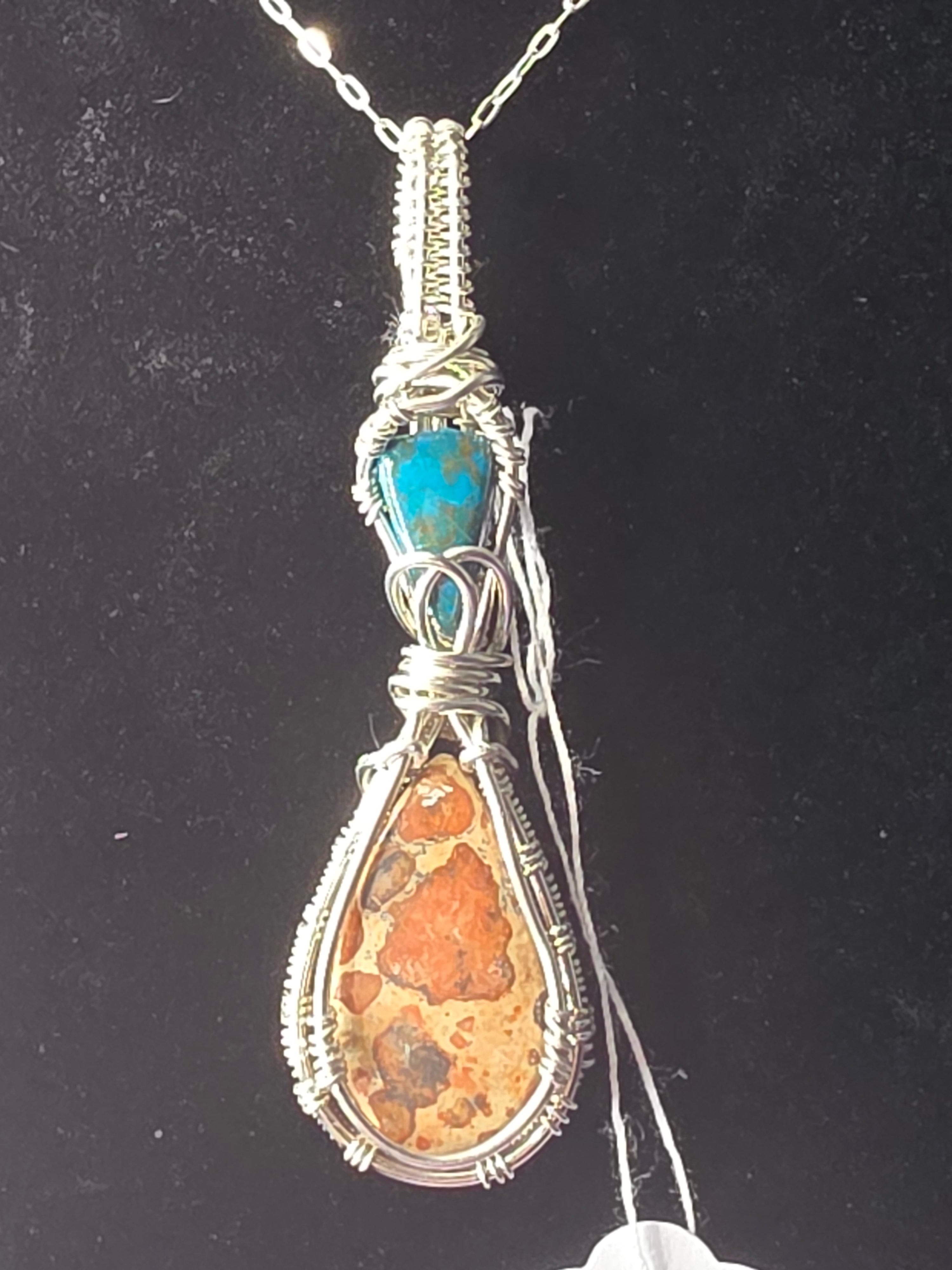 Peanut Jasper Pendant with Chrysocolla/Shattuckite Accent