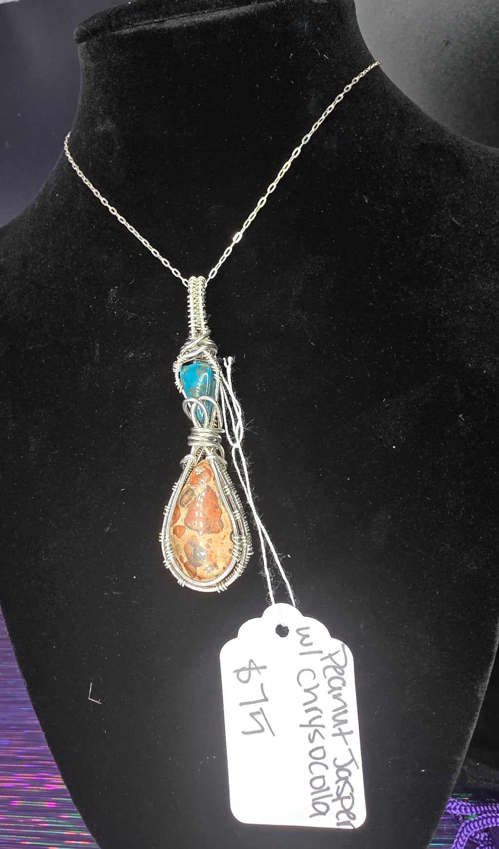 Peanut Jasper Pendant with Chrysocolla/Shattuckite Accent