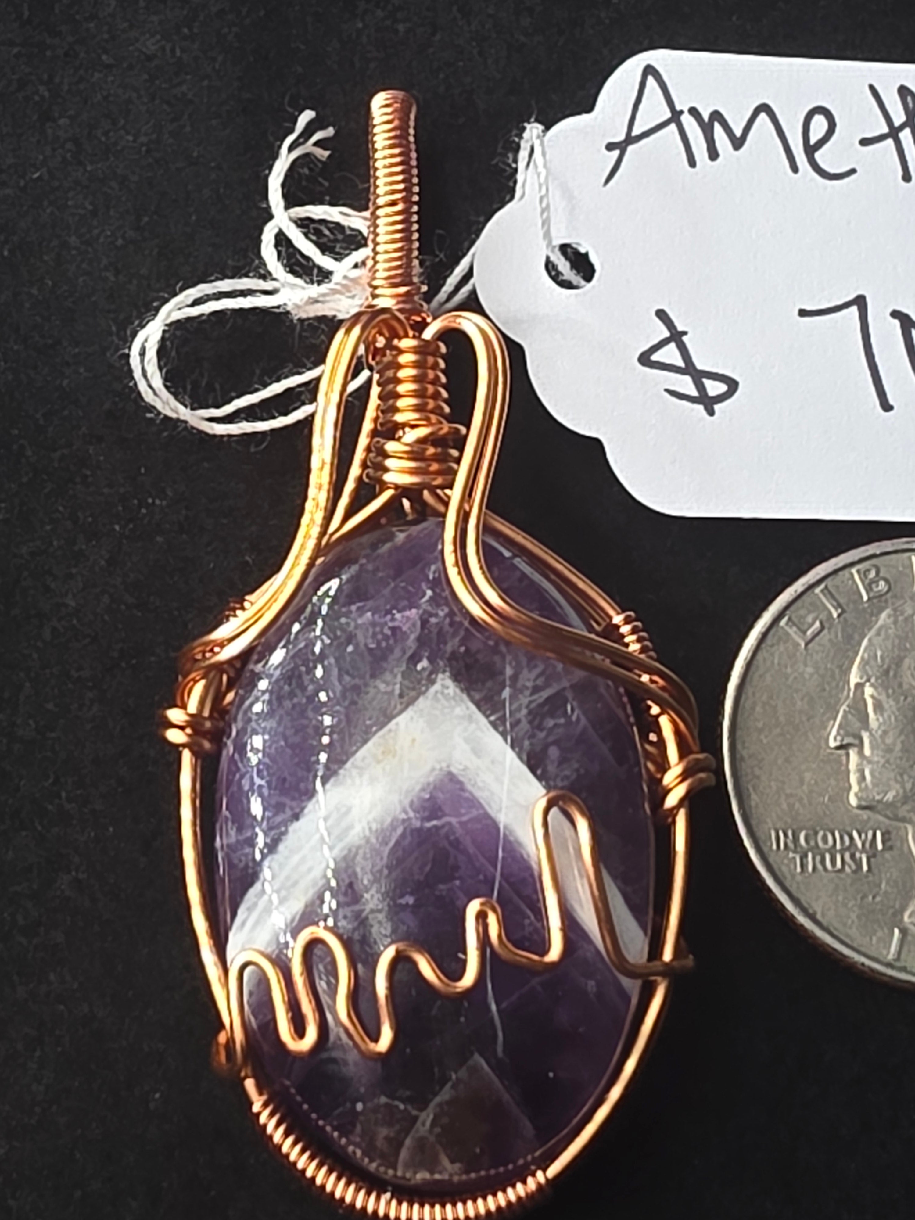 Chevron Amethyst Oval Pendant