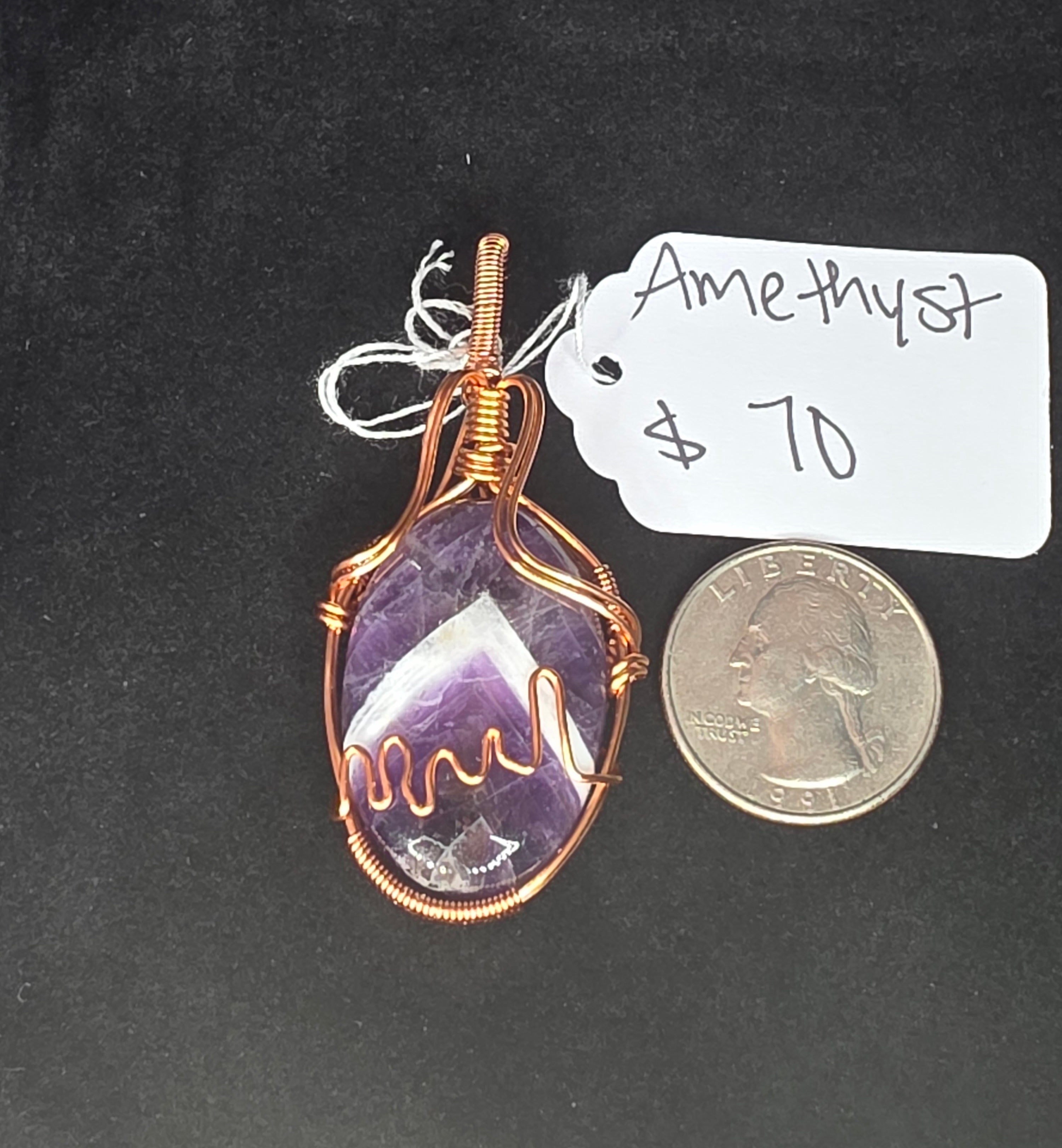 Chevron Amethyst Oval Pendant