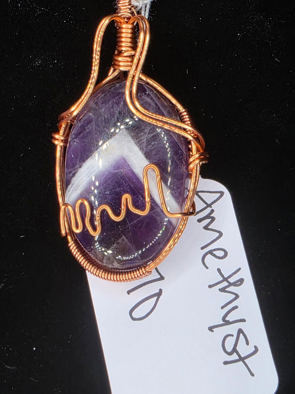 Chevron Amethyst Oval Pendant