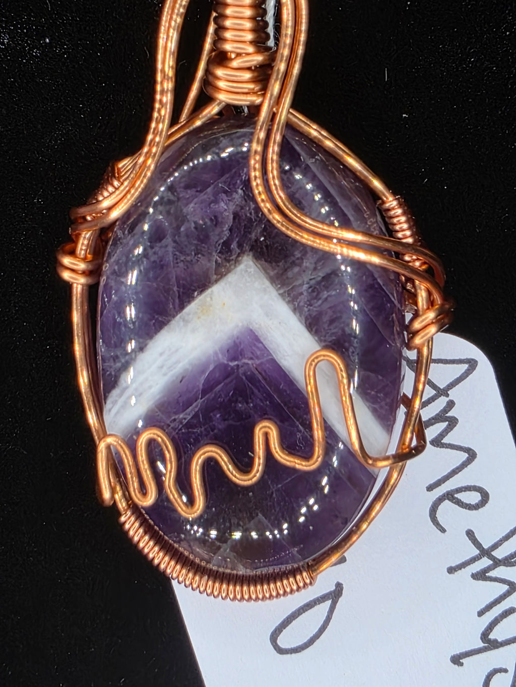 Chevron Amethyst Oval Pendant