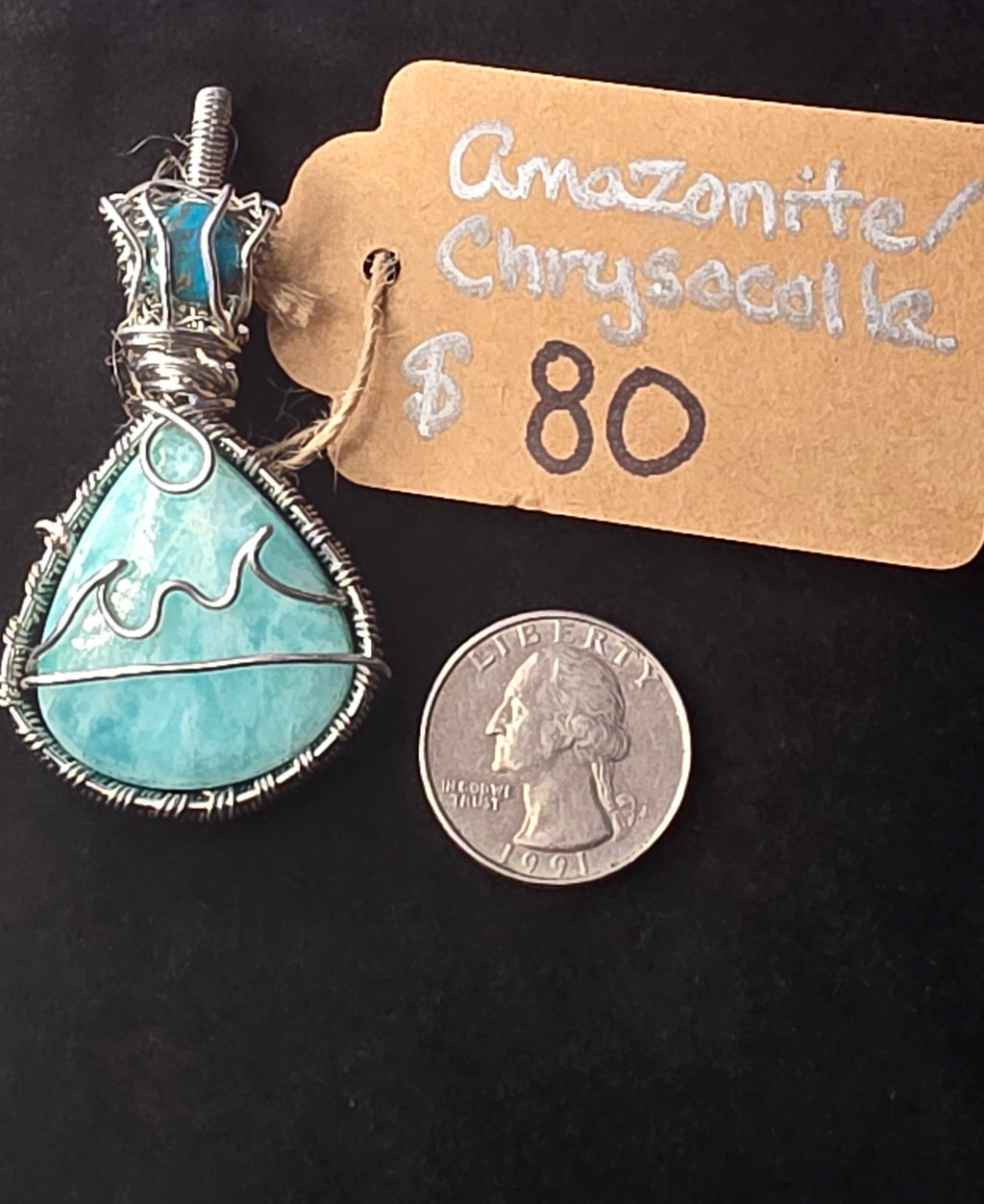 Amazonite Beach Scene Pendant