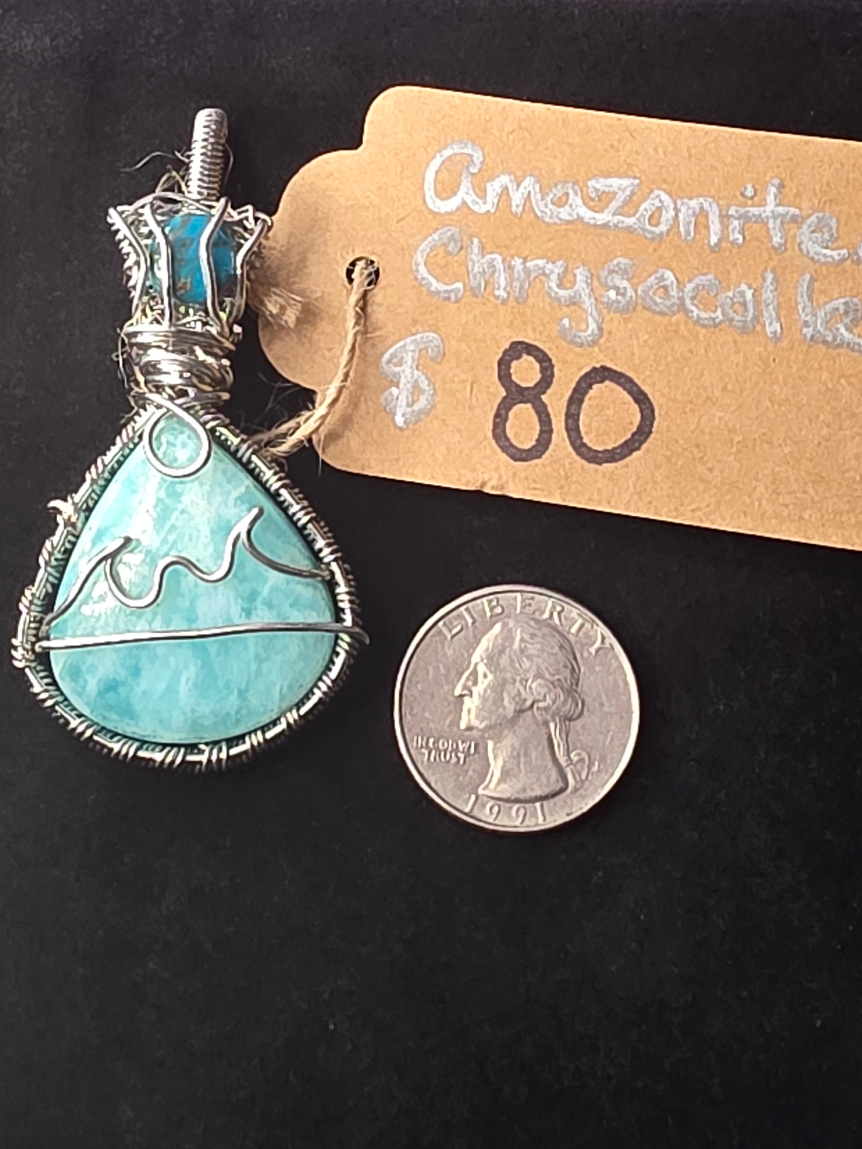 Amazonite Beach Scene Pendant